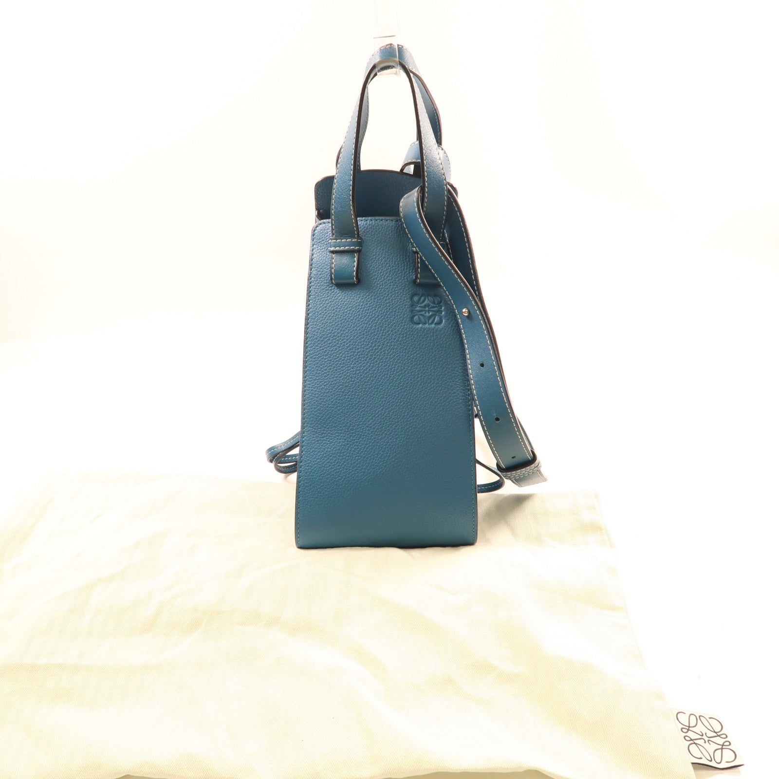 LOEWE 牛皮皮革Hammock銀扣手挽肩背兩用袋