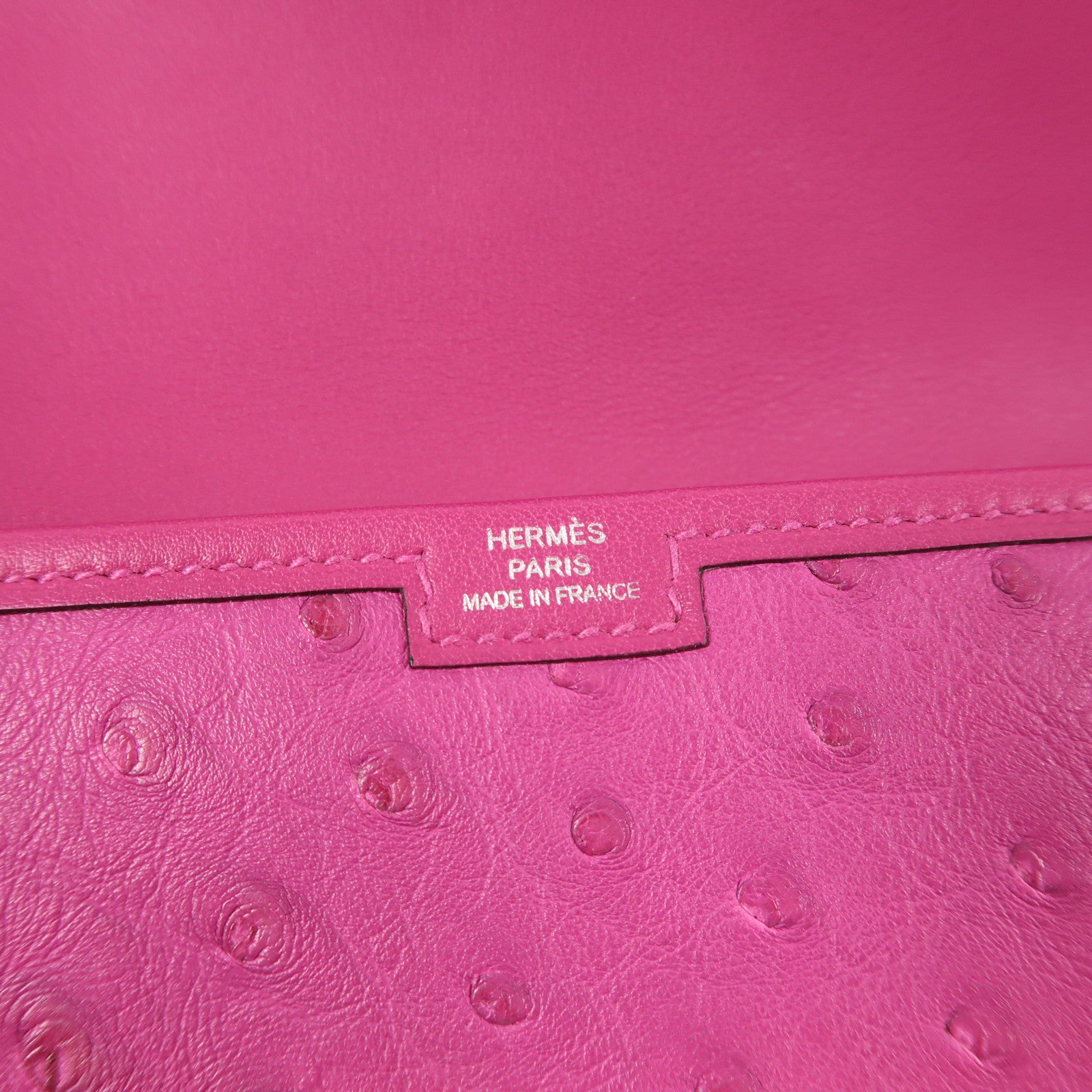 HERMES 【激減優惠】鴕鳥皮革Jige Duo長錢包Rose Pourpre