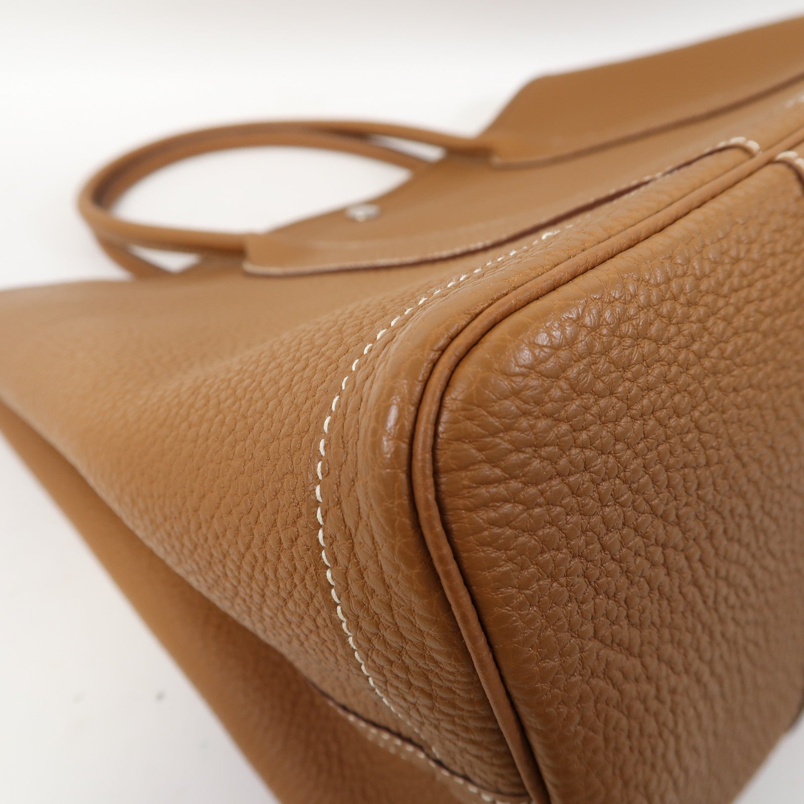 HERMES Negonda皮革GardenParty PM銀扣手挽袋金色