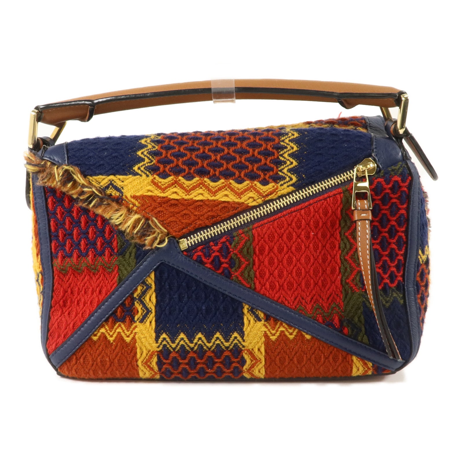 LOEWE 格子花呢/牛皮皮革Puzzle Tartan Small手挽肩背兩用袋