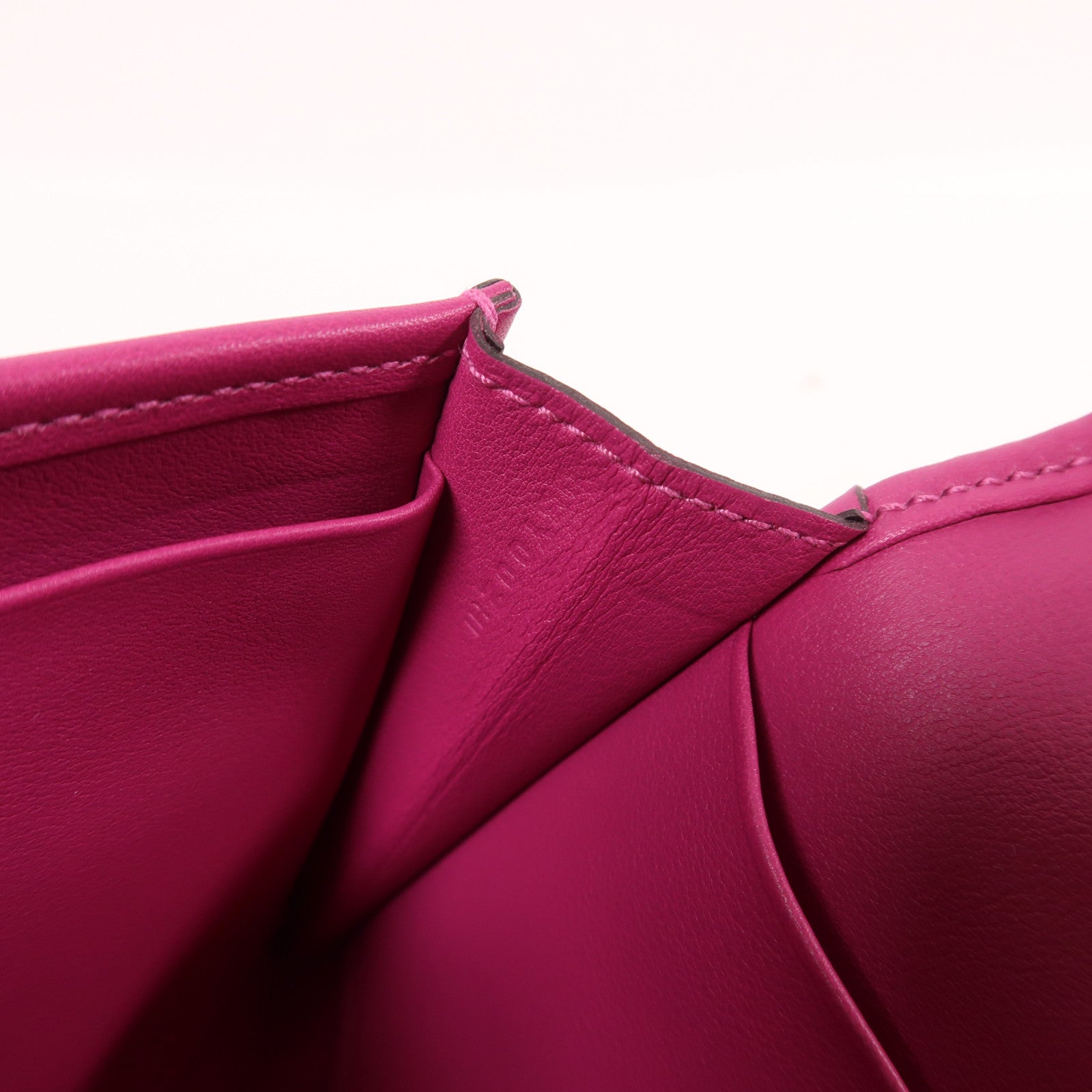 HERMES 【激減優惠】鴕鳥皮革Jige Duo長錢包Rose Pourpre