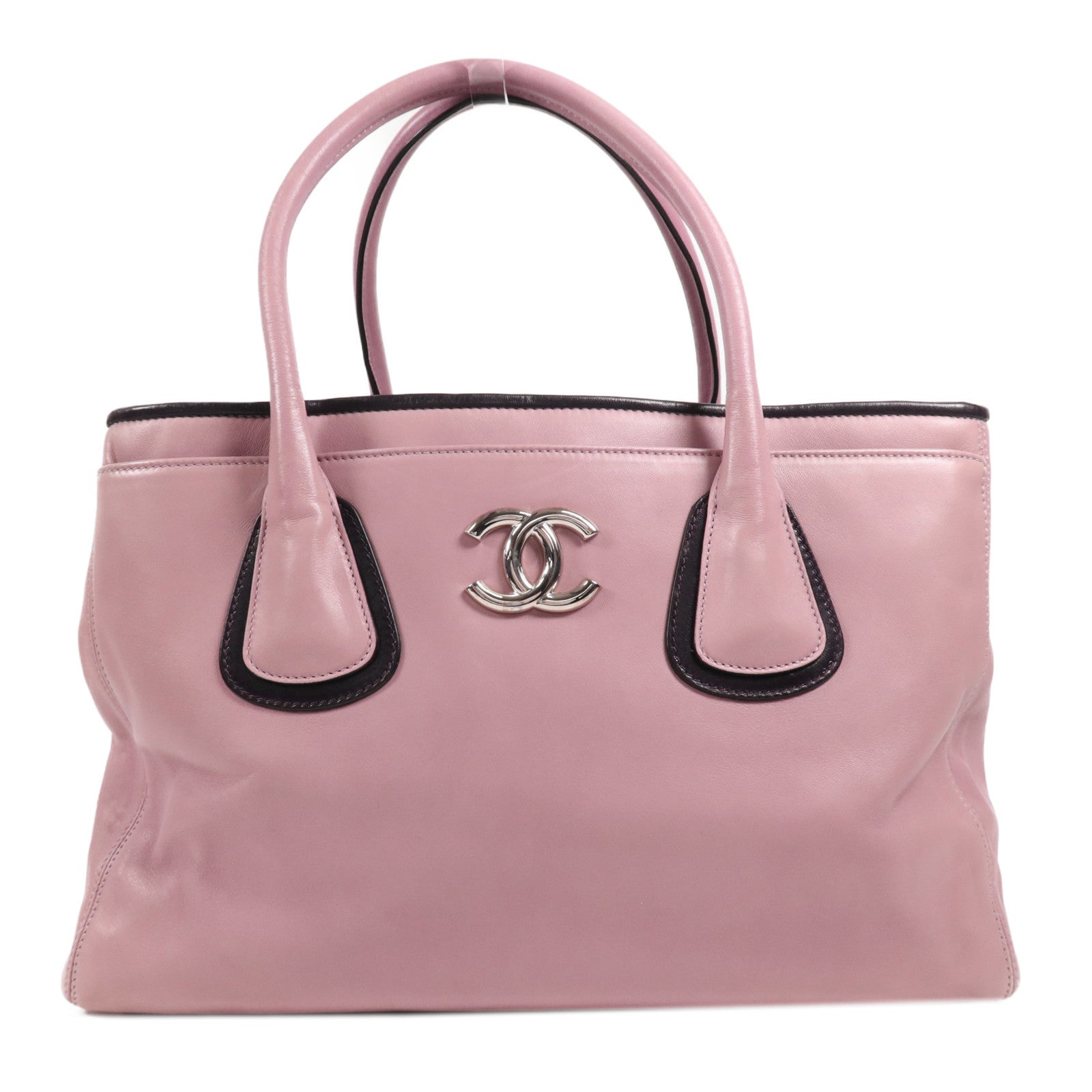 CHANEL 羊皮皮革Tote Bag銀扣手挽袋