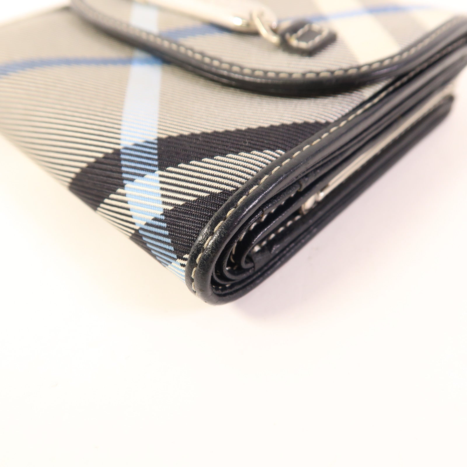 BURBERRY BLUE LABEL 皮革/布料Wallet銀扣錢包