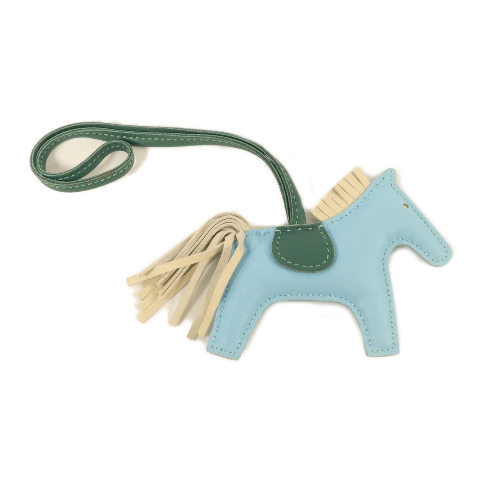 HERMES Milo皮革Rodeo PM掛飾Celeste/Malachite/Craie