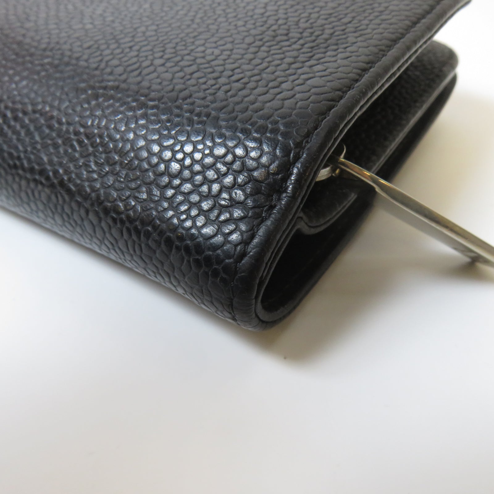 CHANEL 牛皮皮革Wallet銀扣錢包黑色