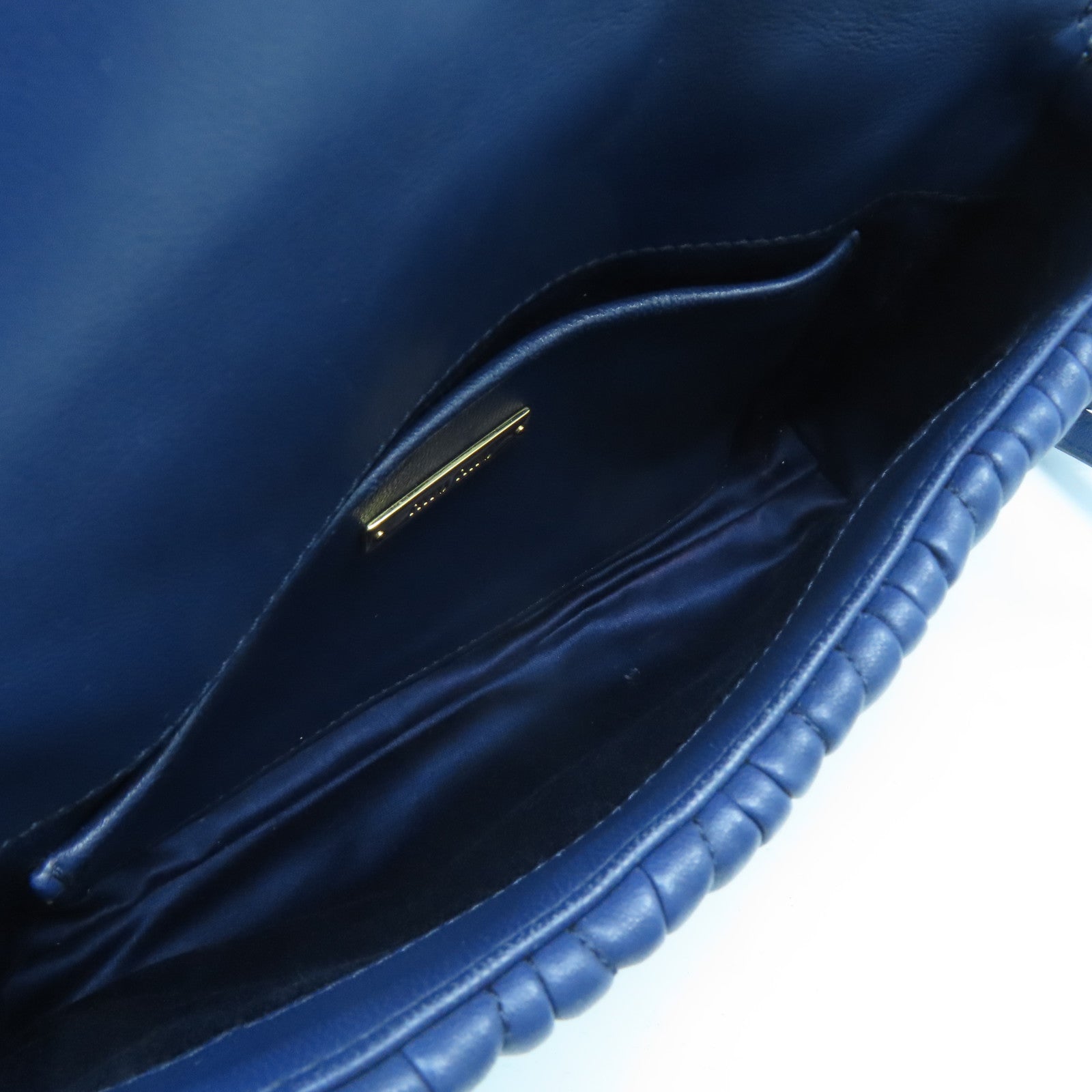 Miu Miu 【激減優惠】羊皮皮革Shoulder Bag金扣肩背袋深藍色