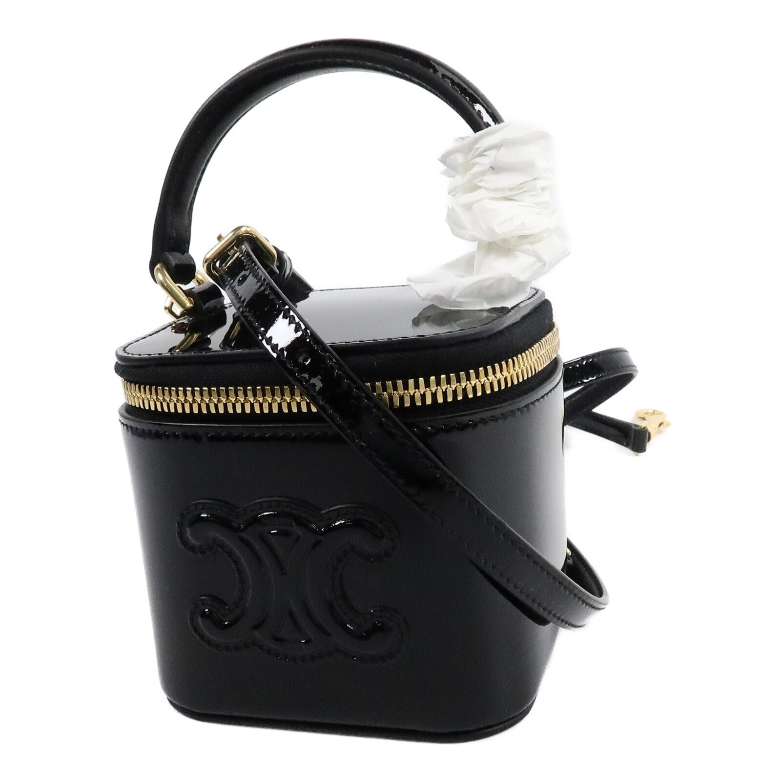 CELINE 漆皮皮革Cuir Triomphe Vanity Case手挽肩背兩用袋