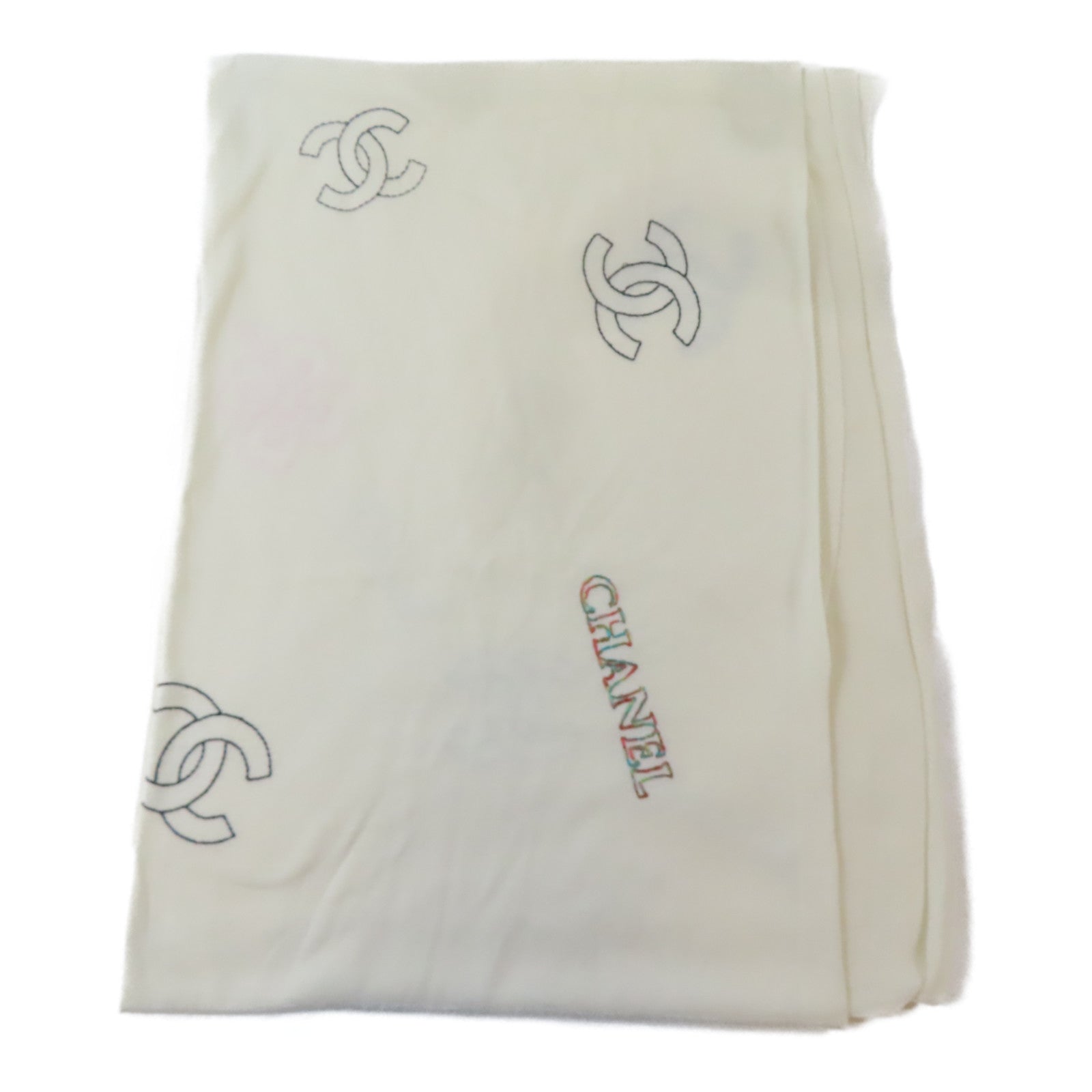 CHANEL 絲質Scarf頸巾米白色