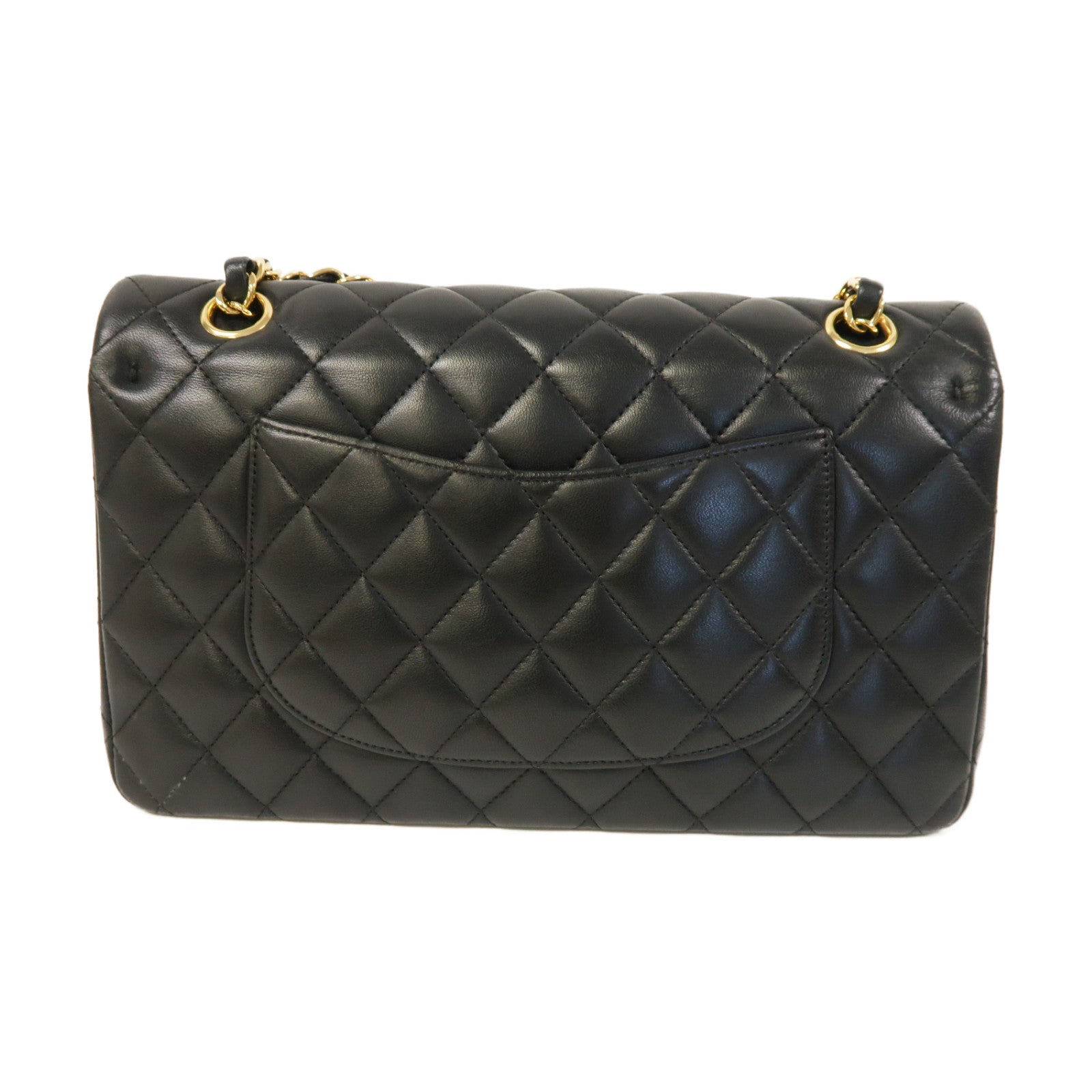 CHANEL 菱格羊皮皮革Classic 25金扣鏈帶肩背袋黑色