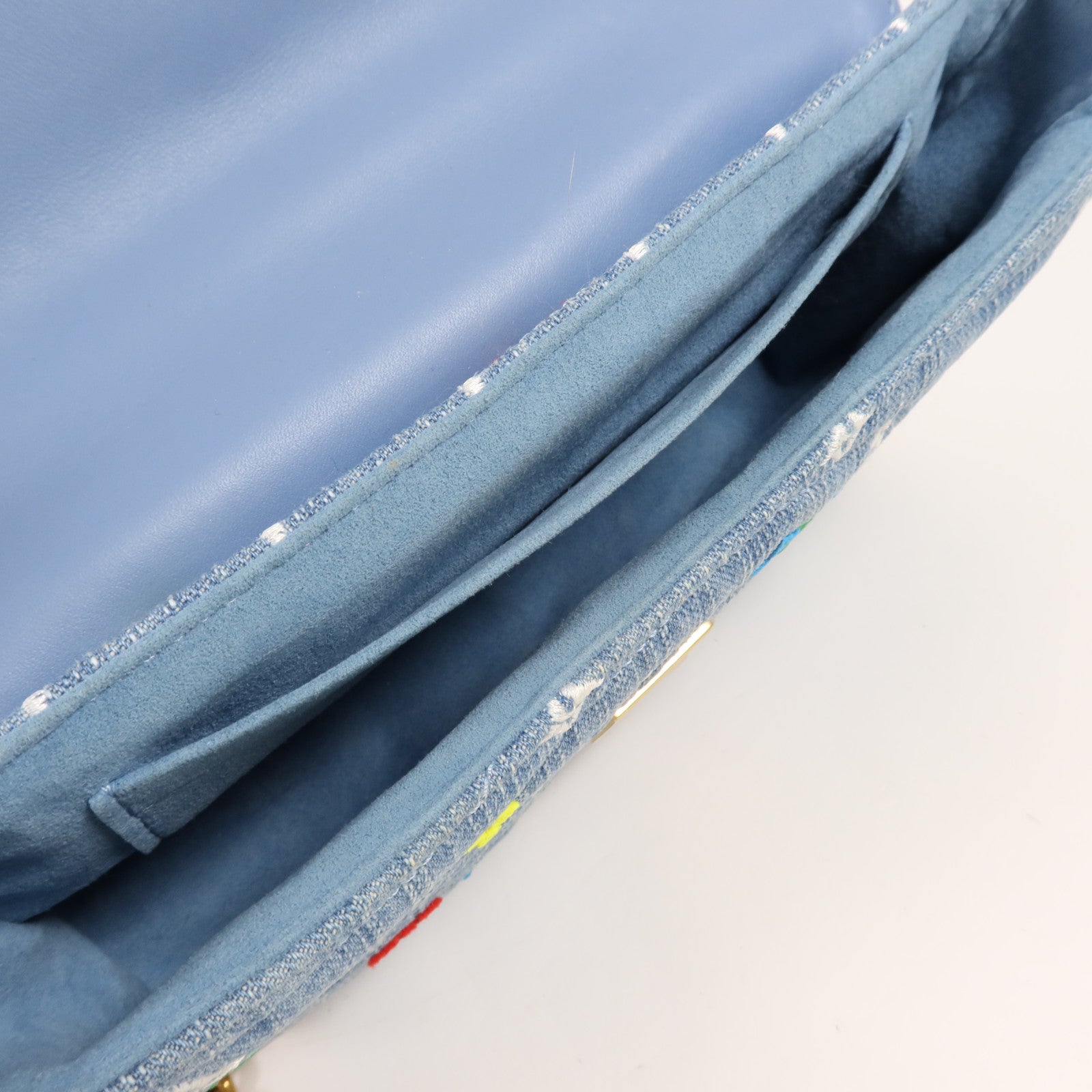 LOUIS VUITTON Monogram Embroidered Quilted Denim New Wave Chain Bag金扣手挽肩背兩用袋