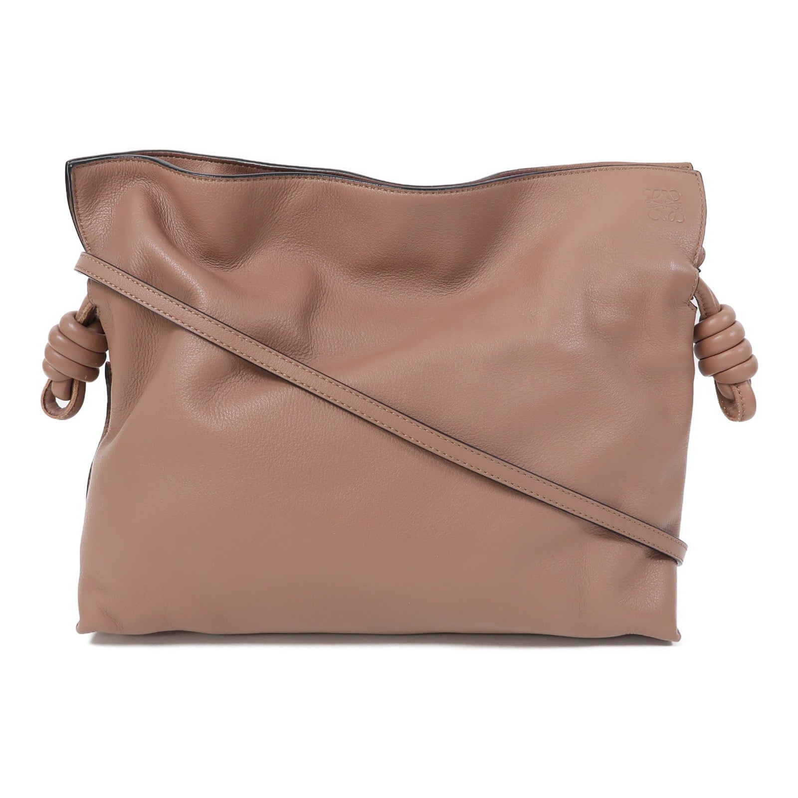 LOEWE 牛皮皮革Flamenco Clutch金扣肩背袋粉紅色