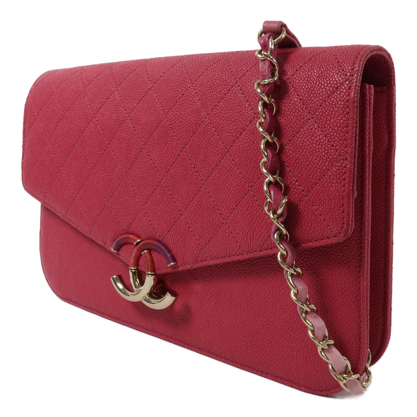 CHANEL 牛皮皮革Thread Around Flap Bag鏈帶肩背袋