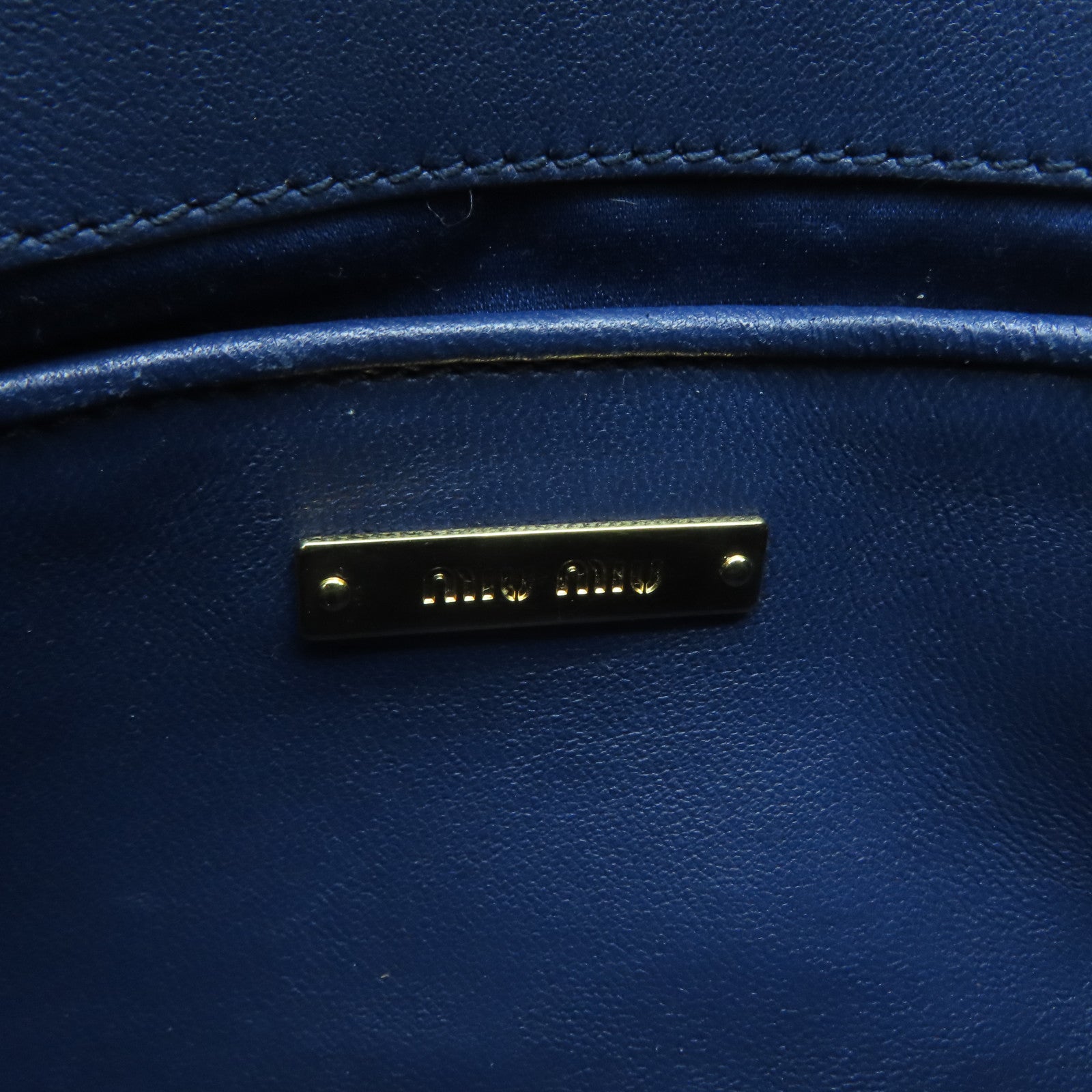 Miu Miu 【激減優惠】羊皮皮革Shoulder Bag金扣肩背袋深藍色