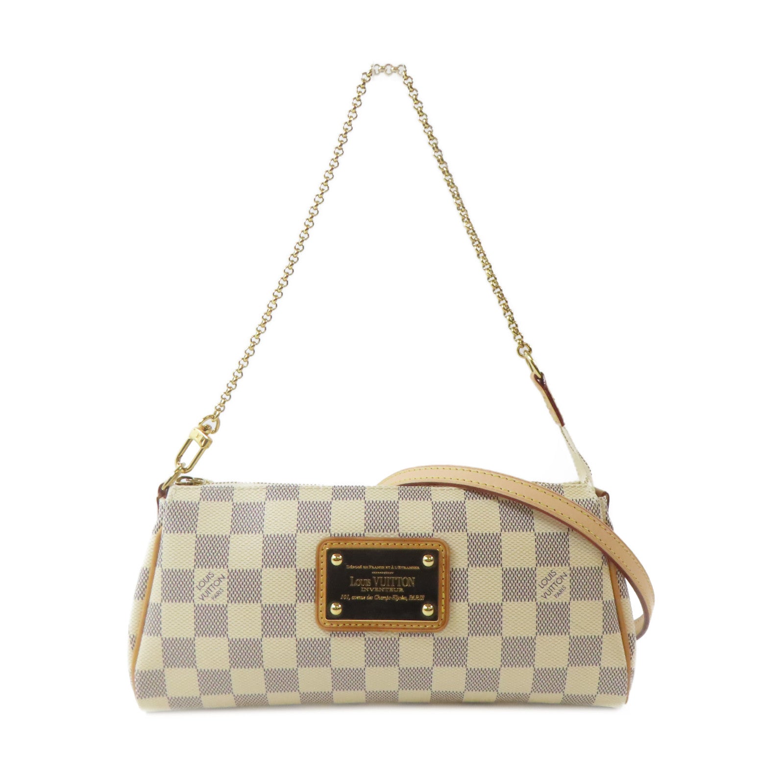 LOUIS VUITTON Damier Azur Eva金扣手挽肩背兩用袋白色