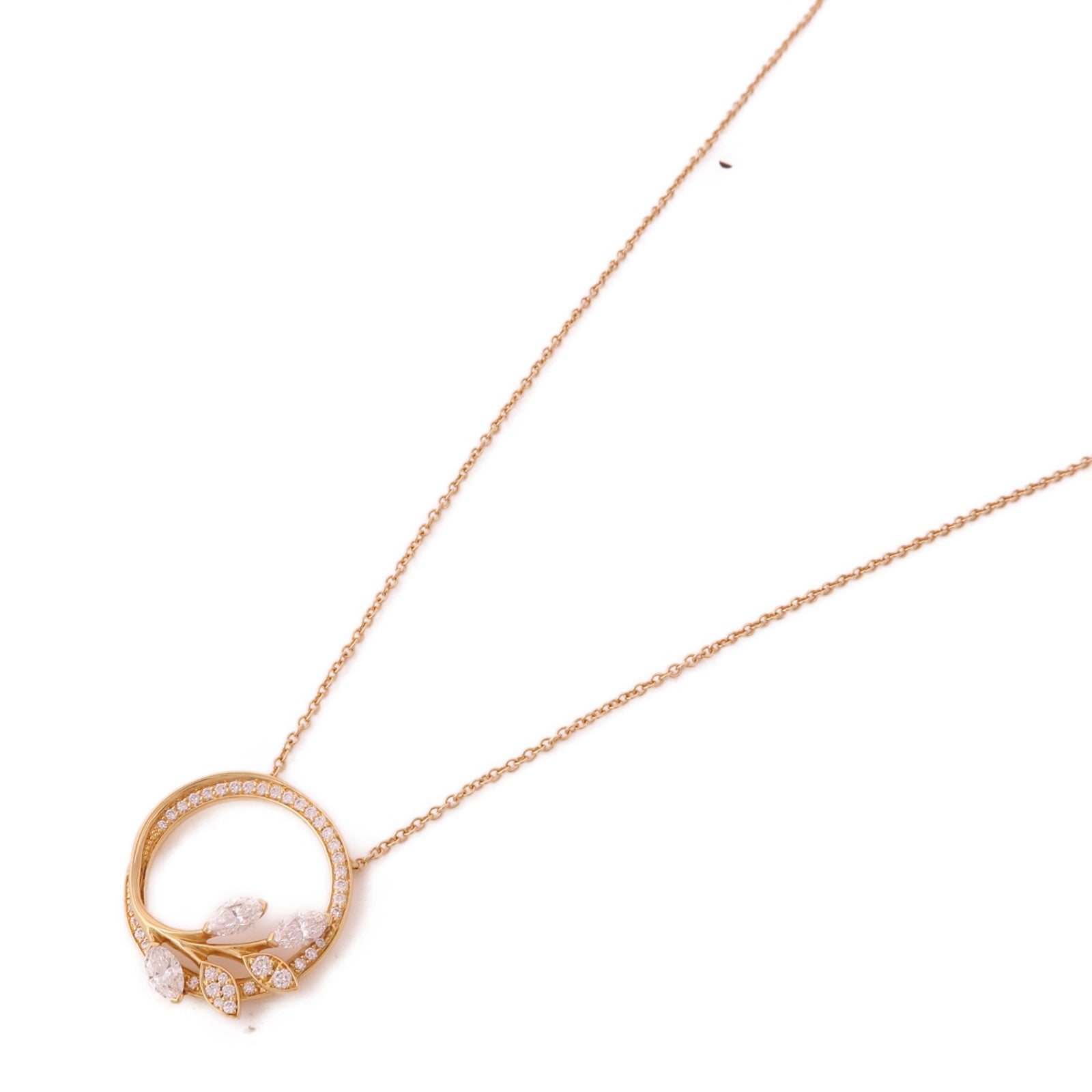 TIFFANY＆CO 18K玫瑰金Victoria Diamond Vine Circle Pendant鑽石項鍊