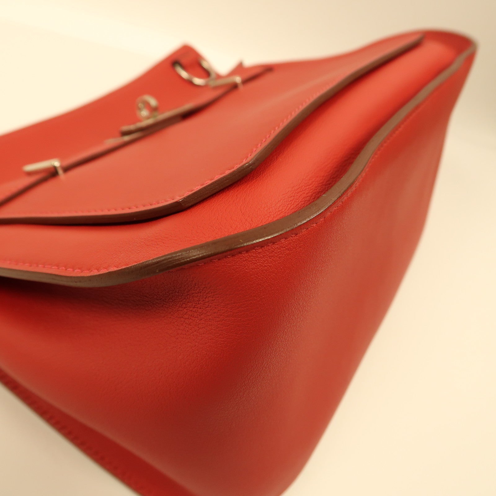 HERMES Swift皮革Jypsiere 28銀扣肩背袋紅色