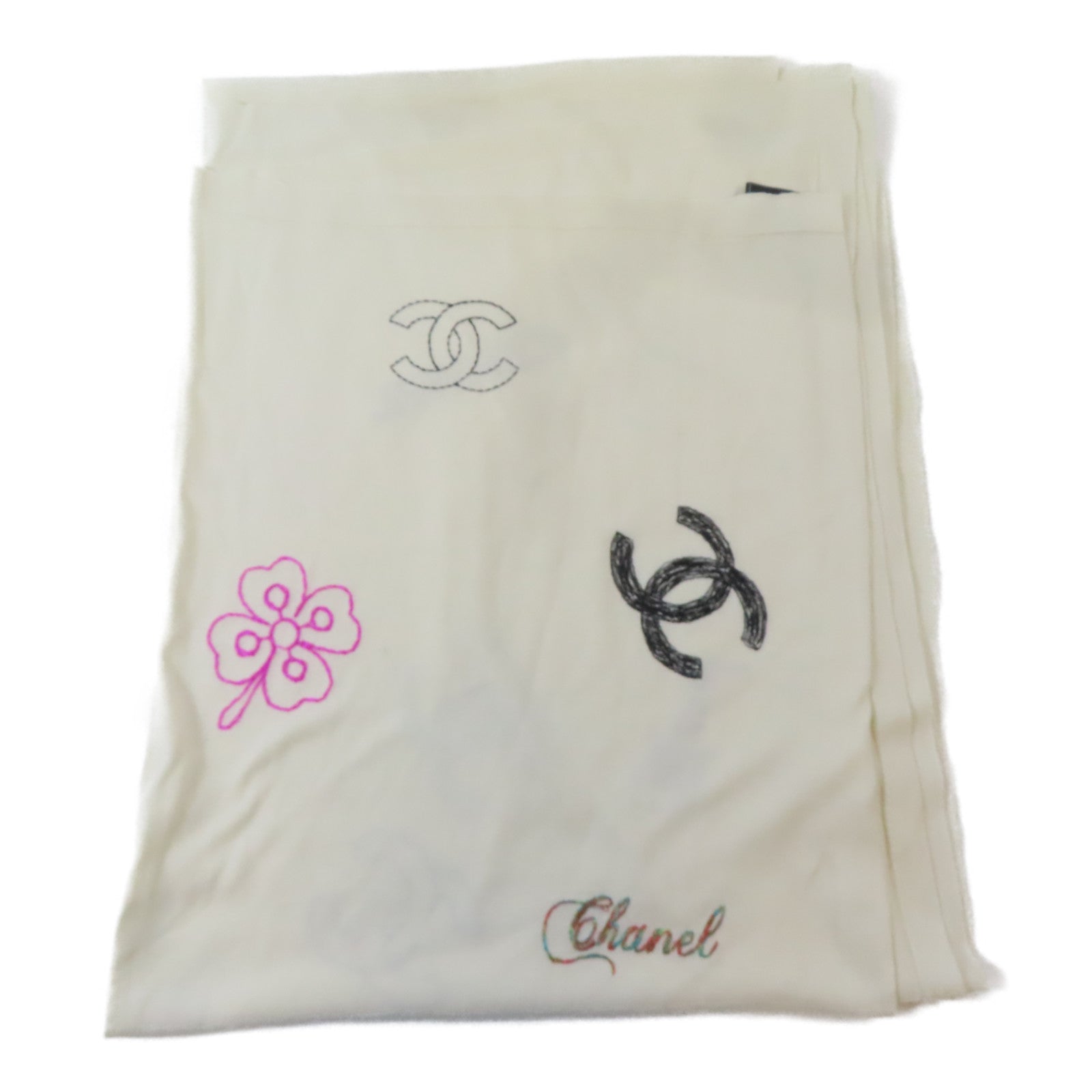 CHANEL 絲質Scarf頸巾米白色