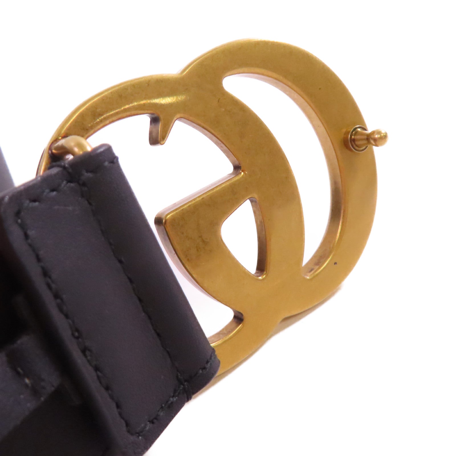 GUCCI 牛皮皮革GG Belt金扣皮帶黑色