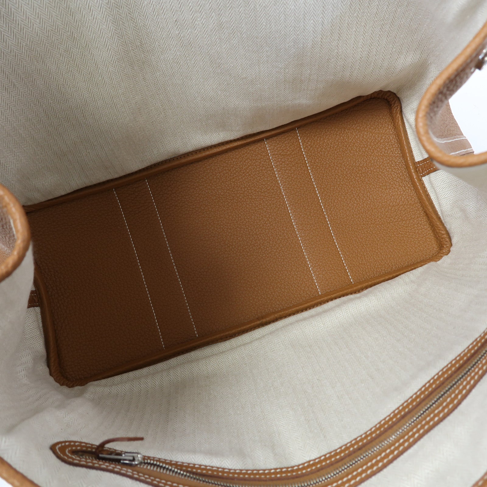 HERMES Negonda皮革GardenParty PM銀扣手挽袋金色