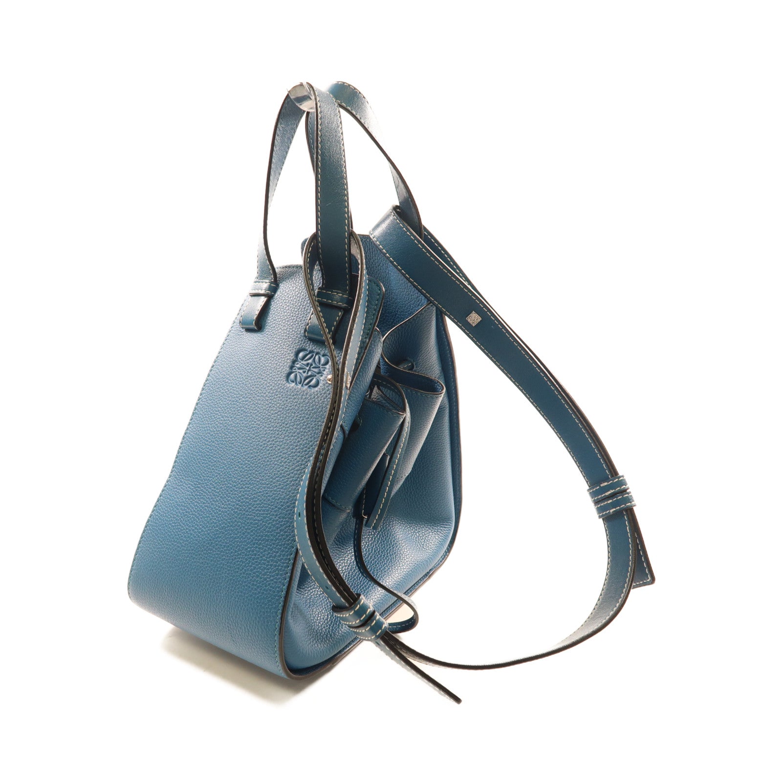 LOEWE 牛皮皮革Hammock銀扣手挽肩背兩用袋