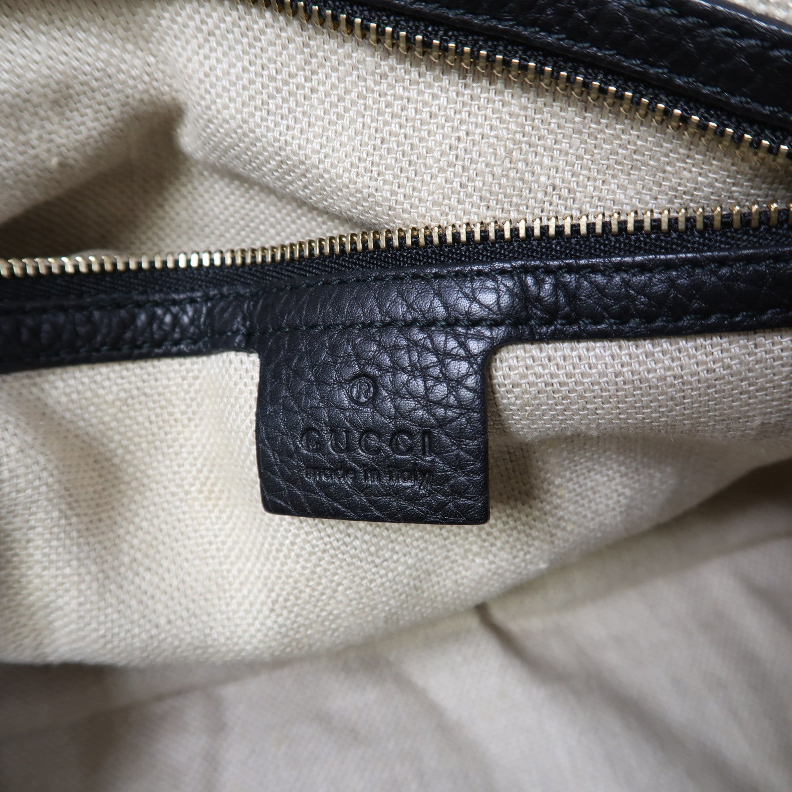 GUCCI 帆布Shoulder Bag金扣手挽肩背兩用袋啡色/黑色