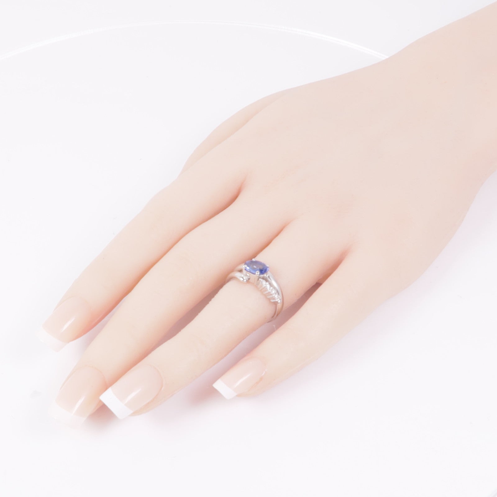 JEWELRY PT900鉑金Sapphire/Diamond Ring藍寶石/鑽石戒指US#5