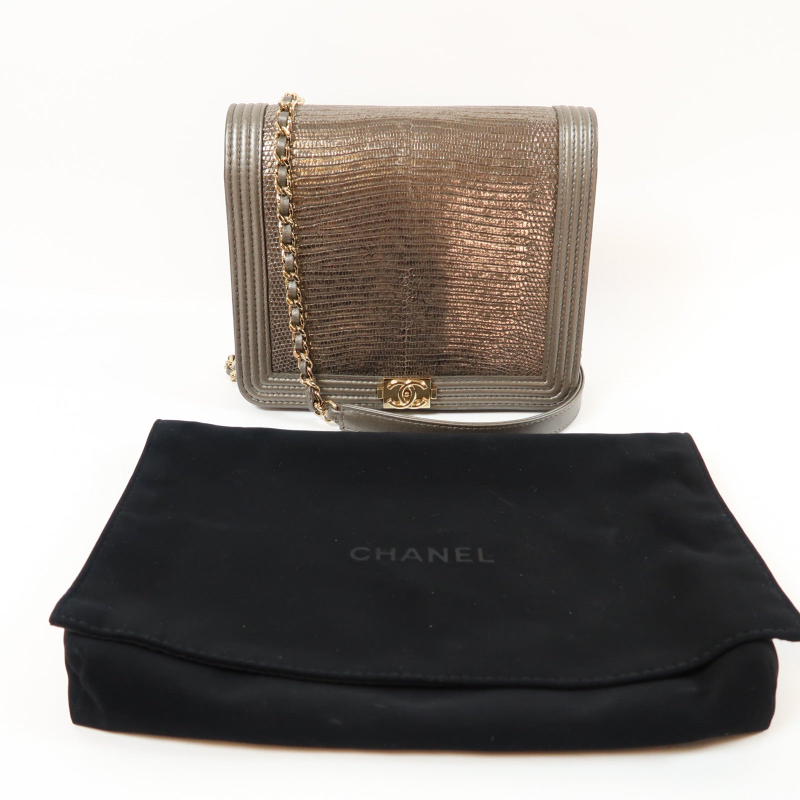CHANEL 【激減優惠】牛皮皮革Chain Shoulder Bag金扣鏈帶肩背袋銀色