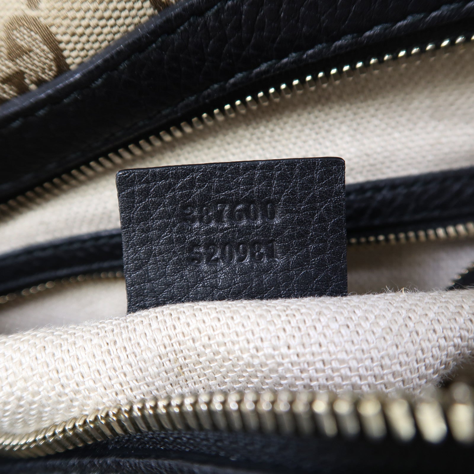 GUCCI 帆布Shoulder Bag金扣手挽肩背兩用袋啡色/黑色