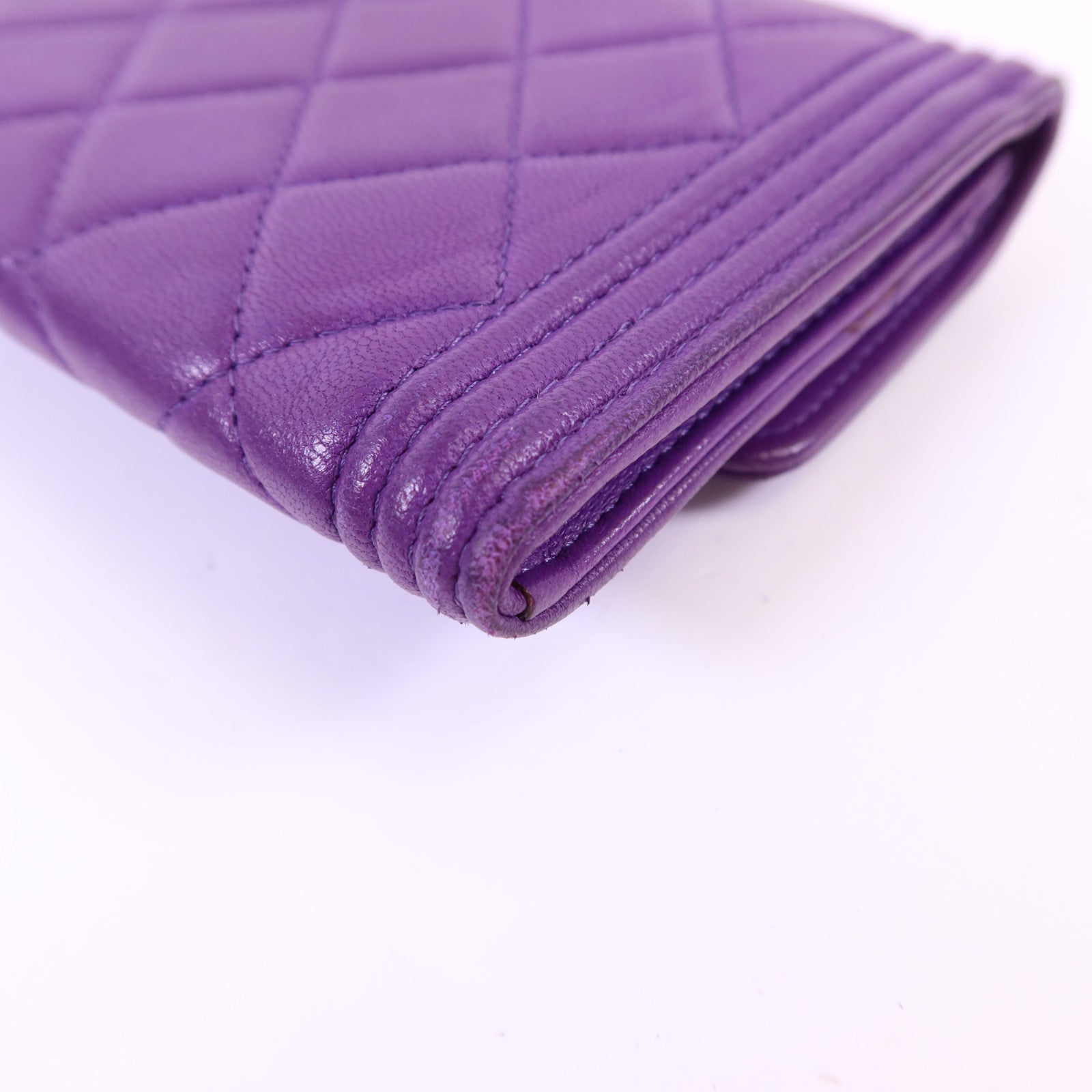 CHANEL 羊皮皮革Boy Bifold Wallet銀扣錢包