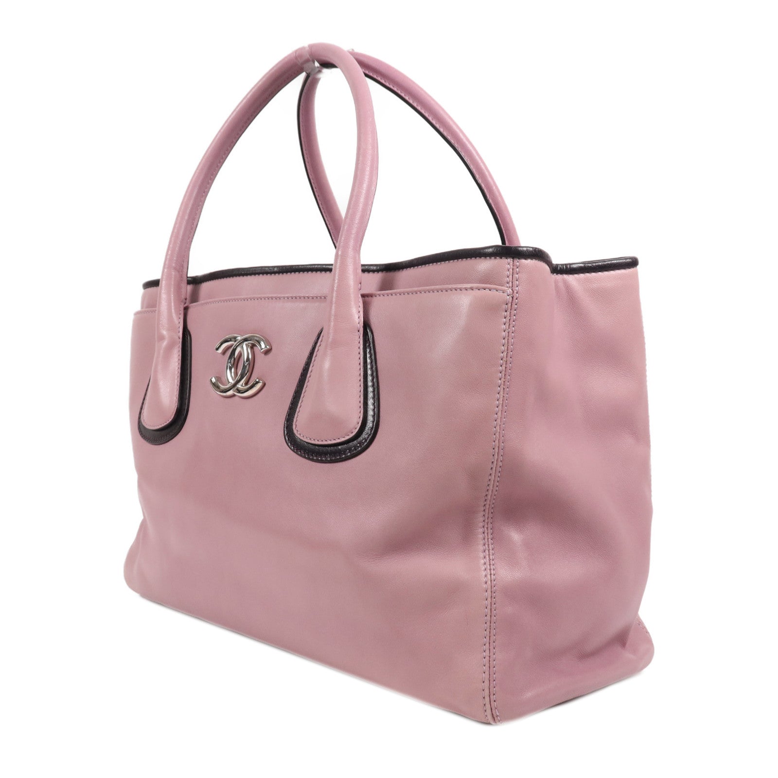 CHANEL 羊皮皮革Tote Bag銀扣手挽袋