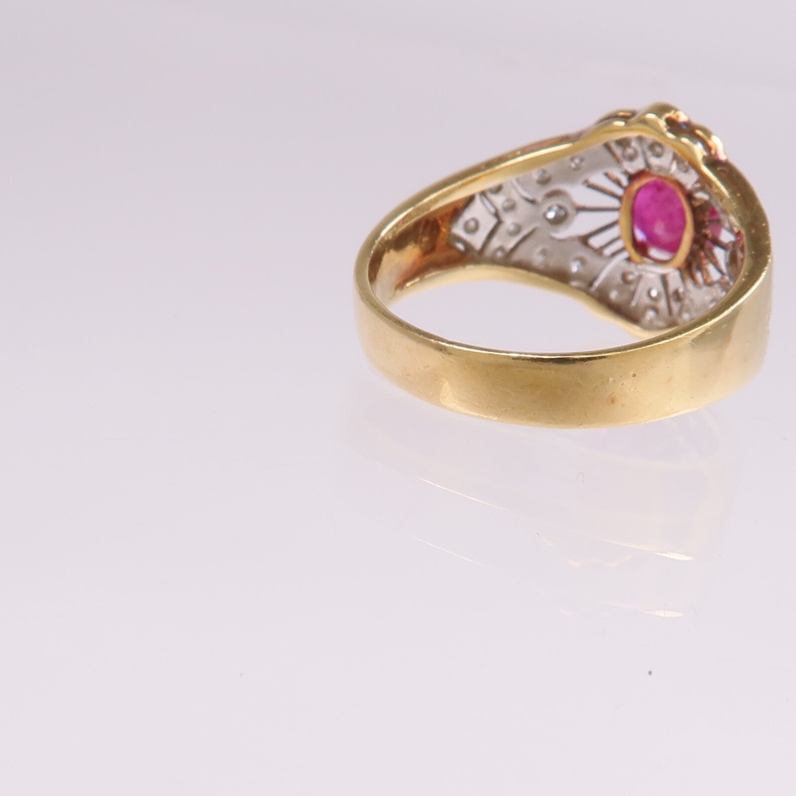 JEWELRY 18K白金/黃金Ruby Diamond Ring紅寶石/鑽石戒指US#5.25