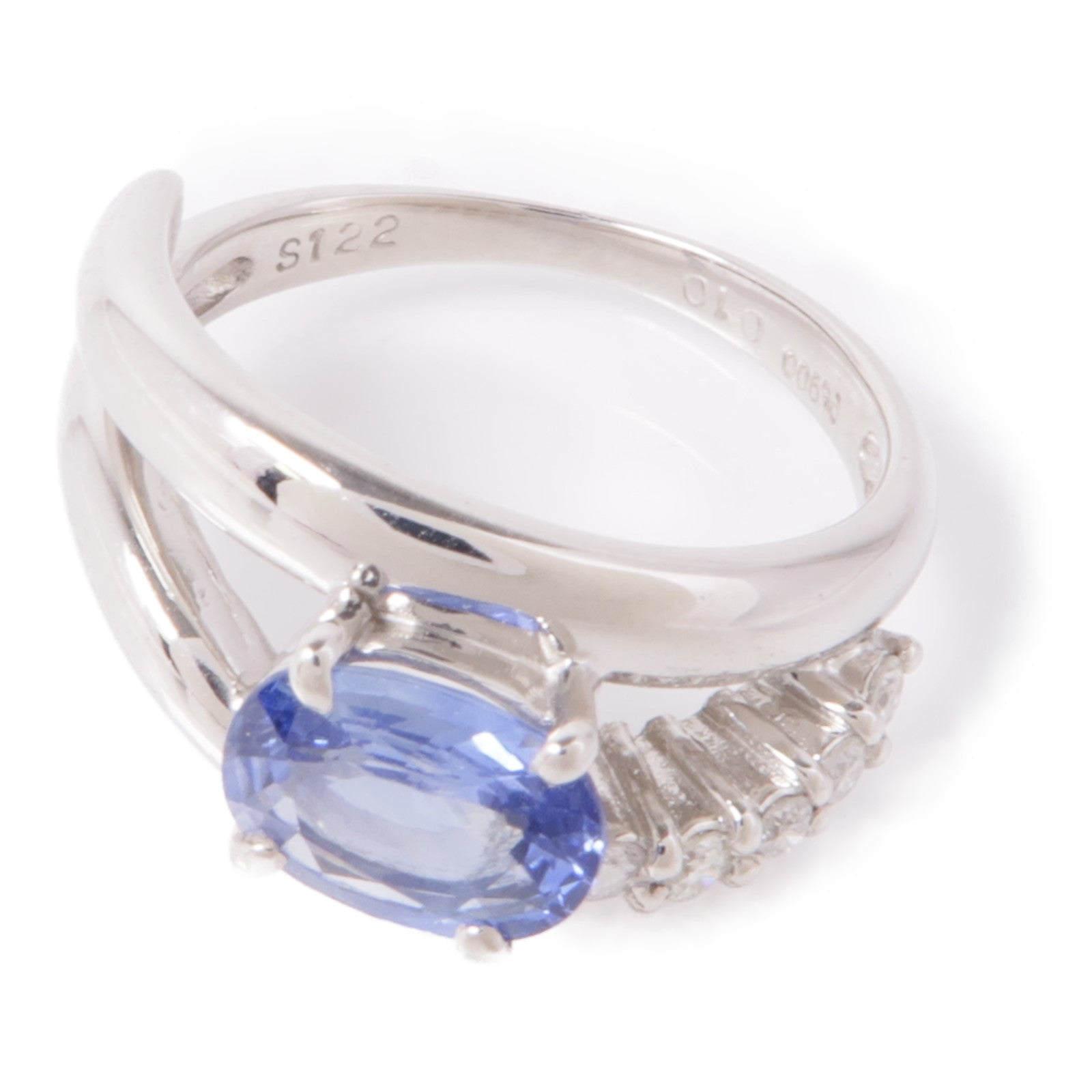 JEWELRY PT900鉑金Sapphire/Diamond Ring藍寶石/鑽石戒指US#5