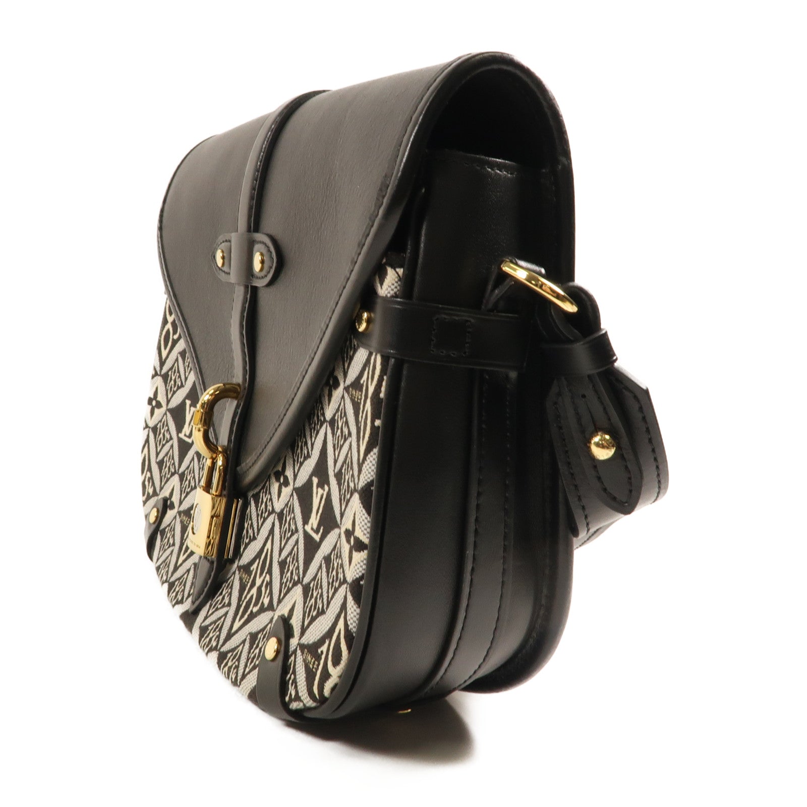 LOUIS VUITTON Monogram Jacquard Since 1854 Neo Saumur MM金扣肩背袋黑色