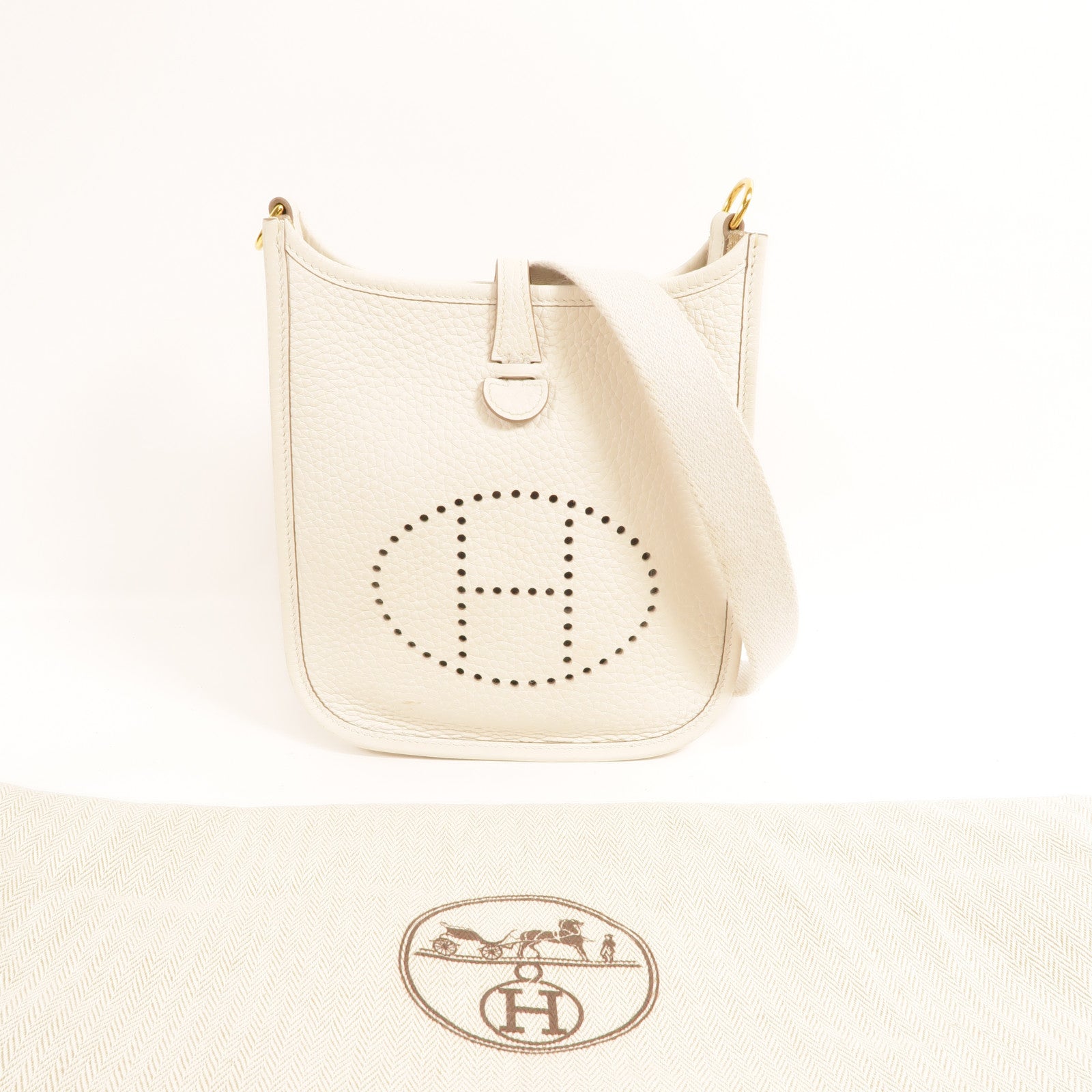 HERMES Clemence皮革Evelyne TPM肩背袋Craie
