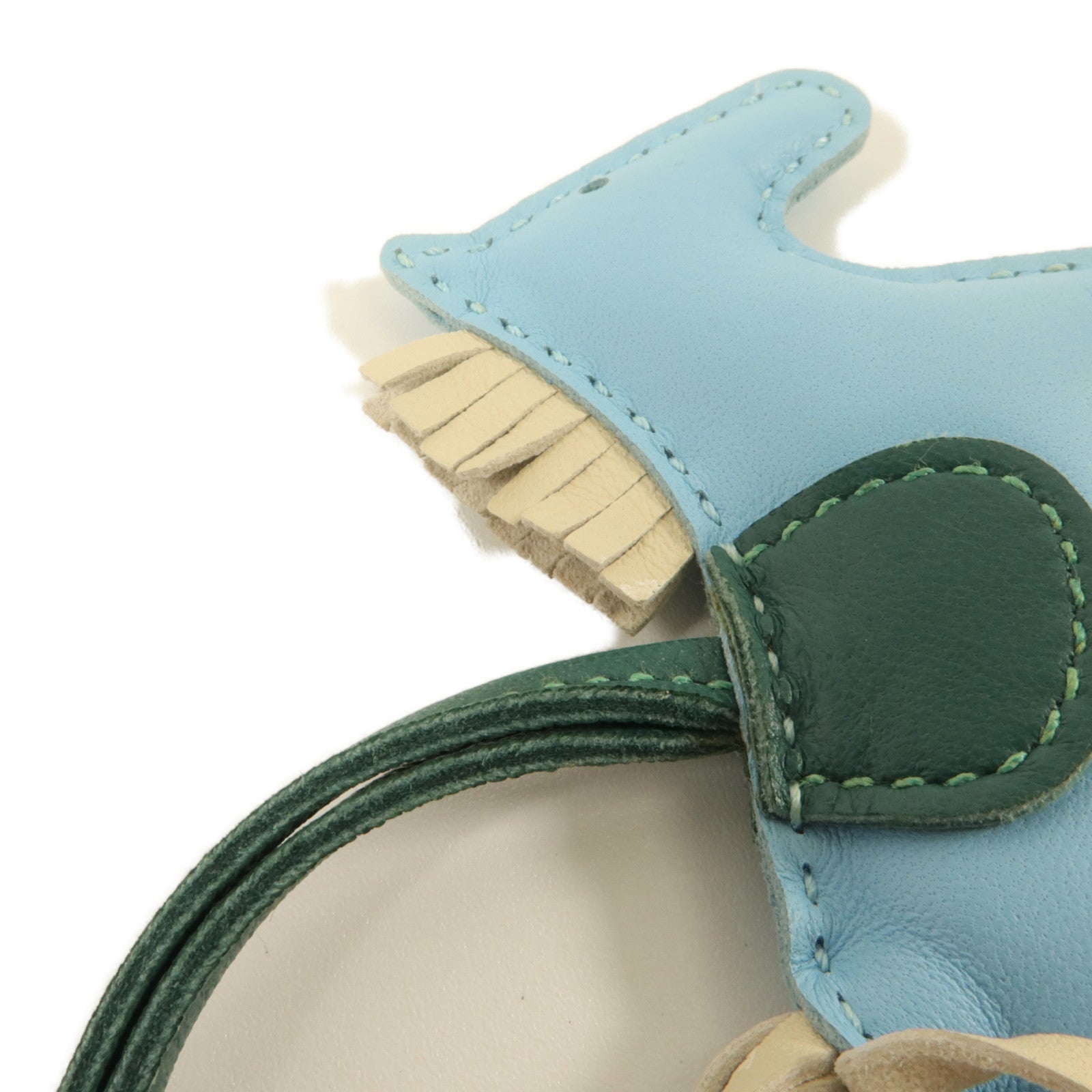 HERMES Milo皮革Rodeo PM掛飾Celeste/Malachite/Craie