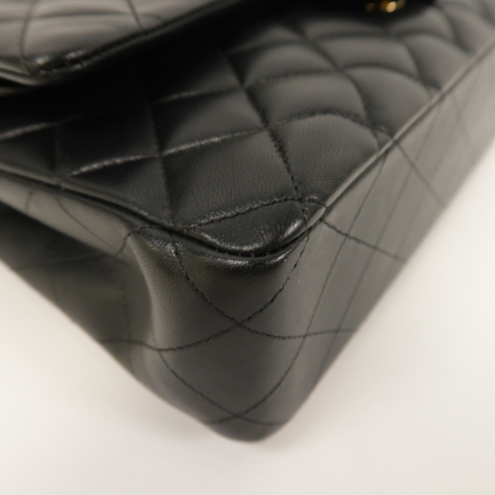 CHANEL 菱格羊皮皮革Classic 25金扣鏈帶肩背袋黑色