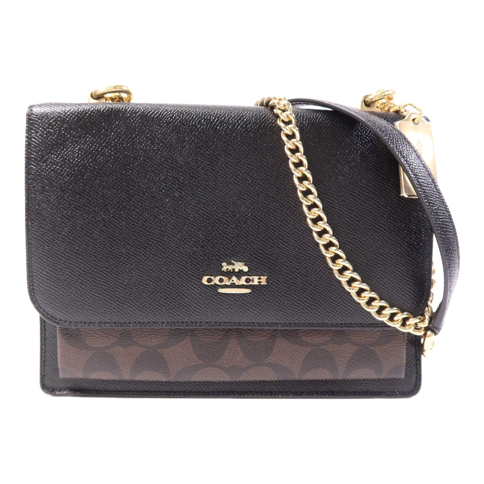 COACH 牛皮皮革Chain Shoulder Bag金扣鏈帶肩背袋