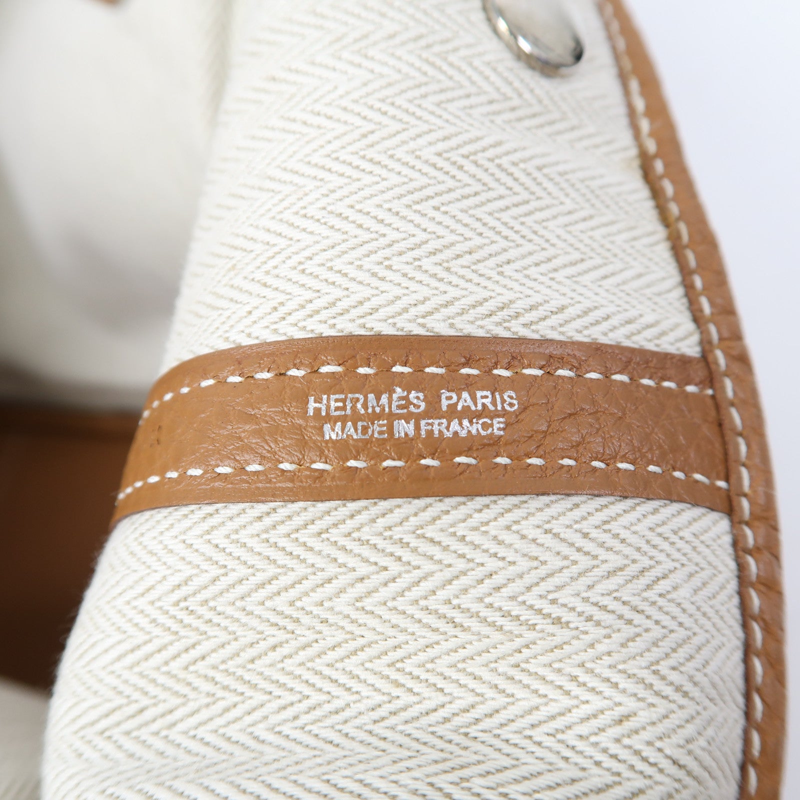 HERMES Negonda皮革GardenParty PM銀扣手挽袋金色