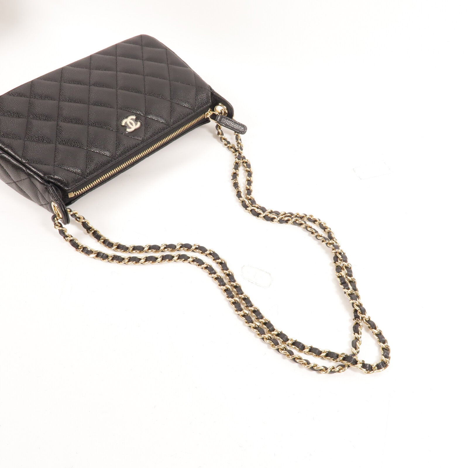 CHANEL 牛皮皮革Pouch Chain Shoulder鏈帶肩背袋
