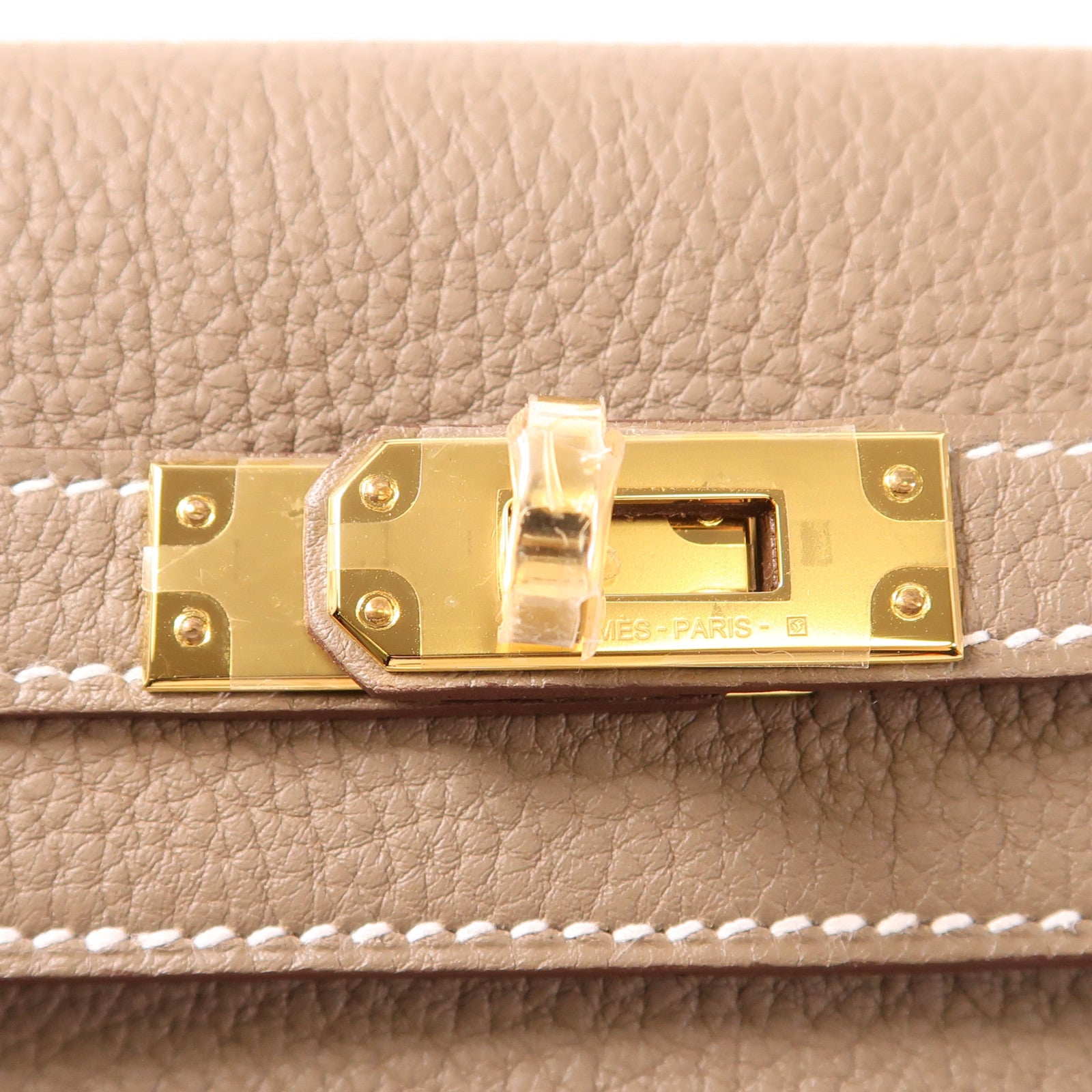 HERMES Togo皮革Kelly 25金扣手挽肩背兩用袋Etoupe大象灰色