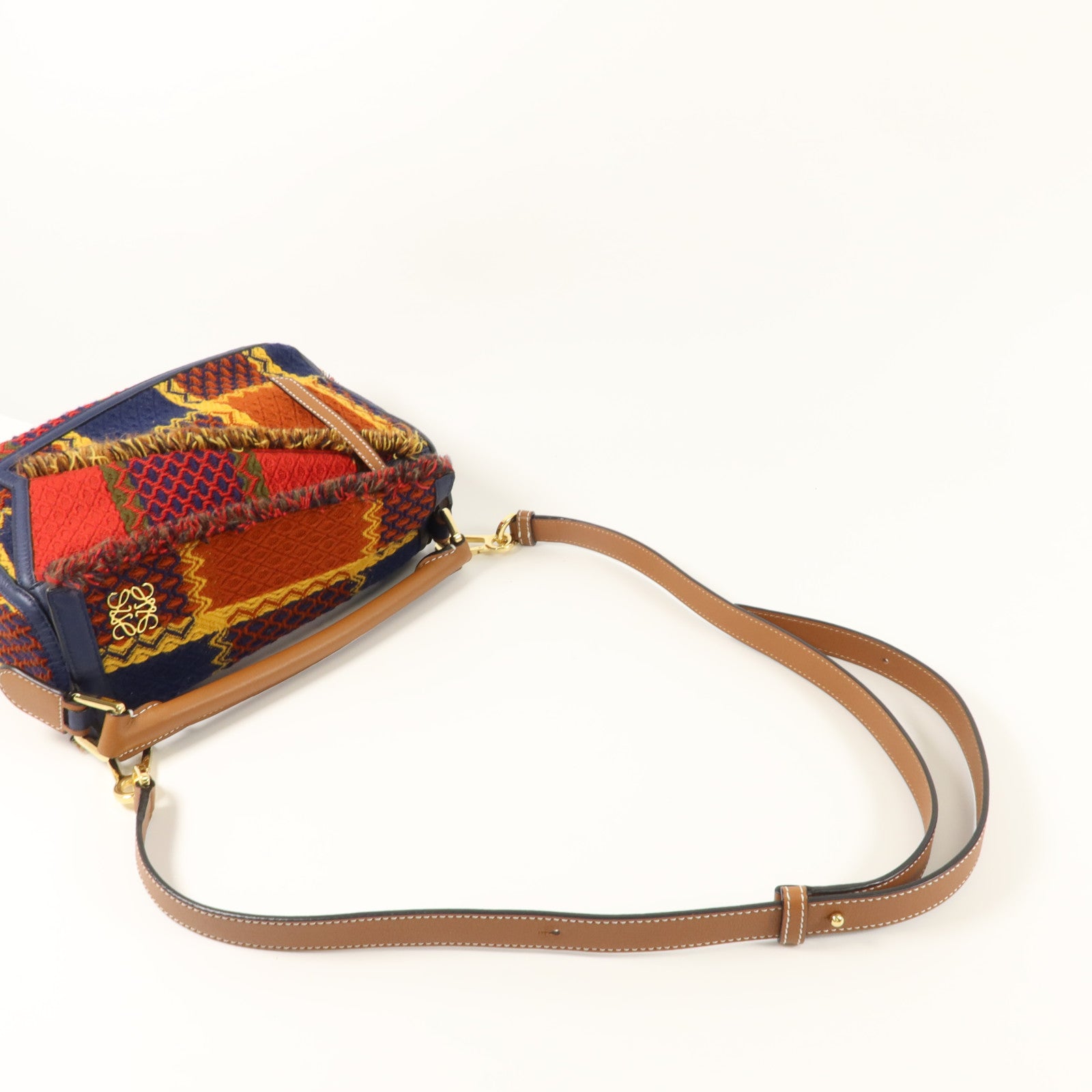 LOEWE 格子花呢/牛皮皮革Puzzle Tartan Small手挽肩背兩用袋