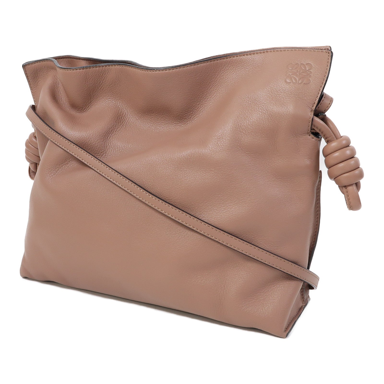 LOEWE 牛皮皮革Flamenco Clutch金扣肩背袋粉紅色