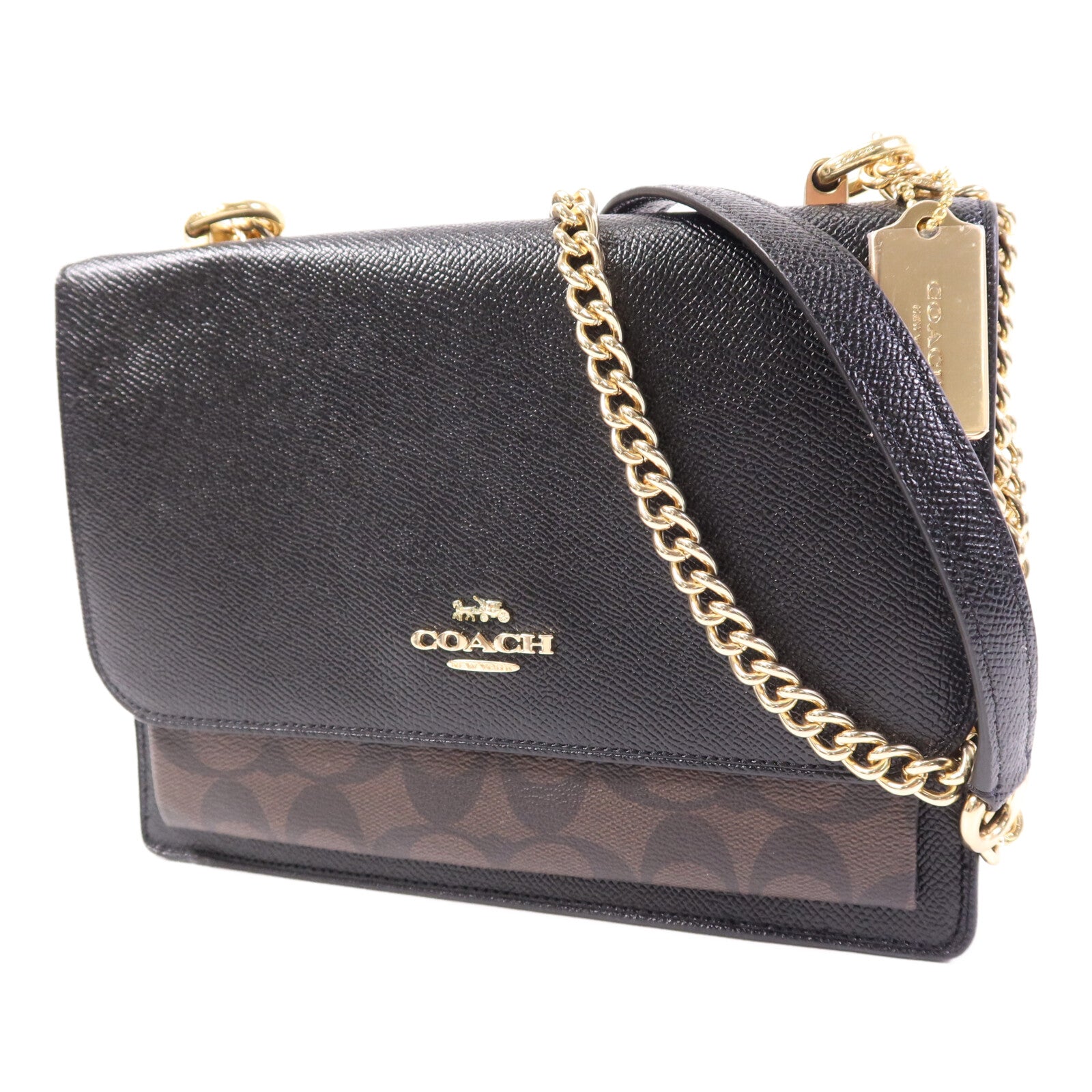 COACH 牛皮皮革Chain Shoulder Bag金扣鏈帶肩背袋