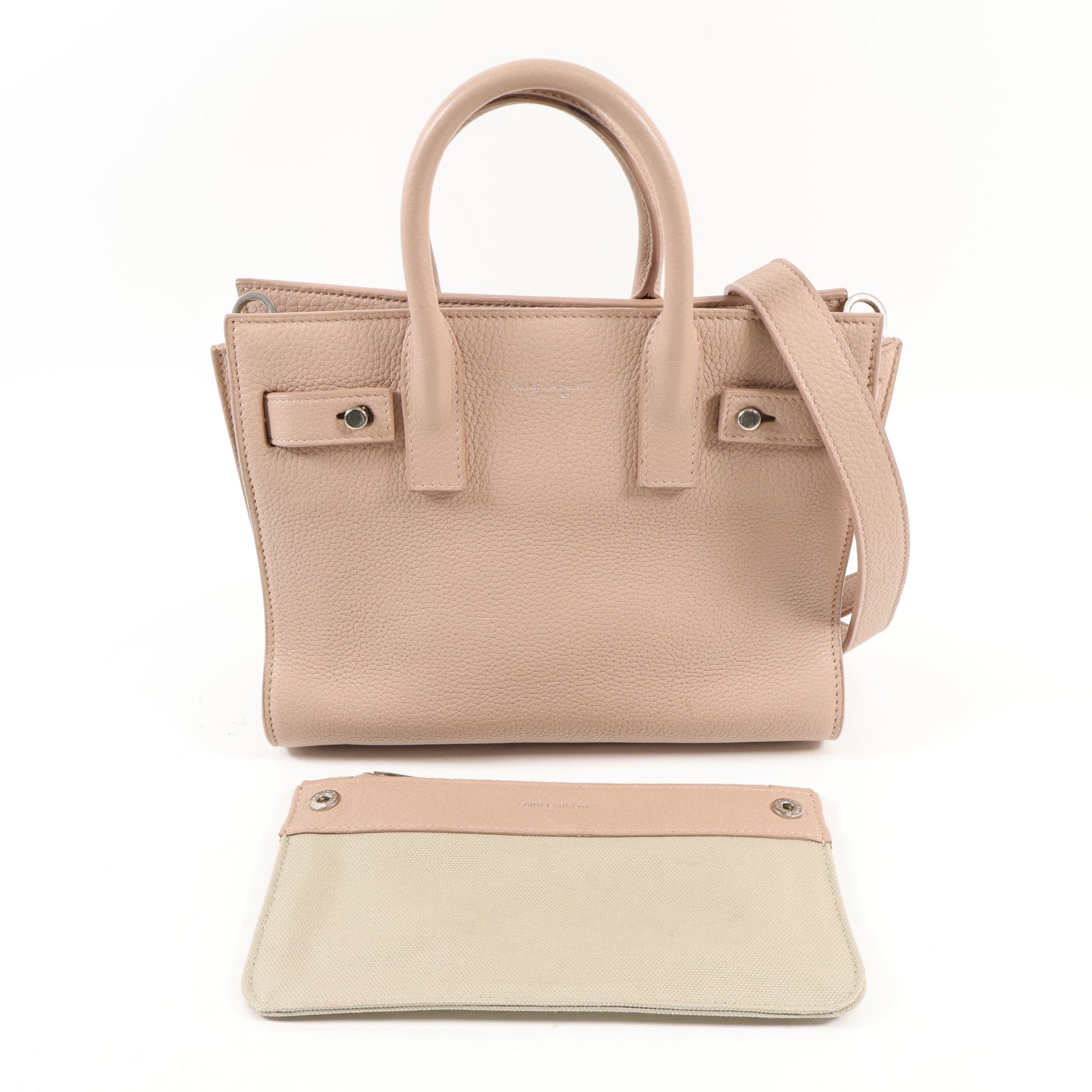 YVES SAINT LAURENT 牛皮皮革2 way Shoulder Bag銀扣手挽肩背兩用袋