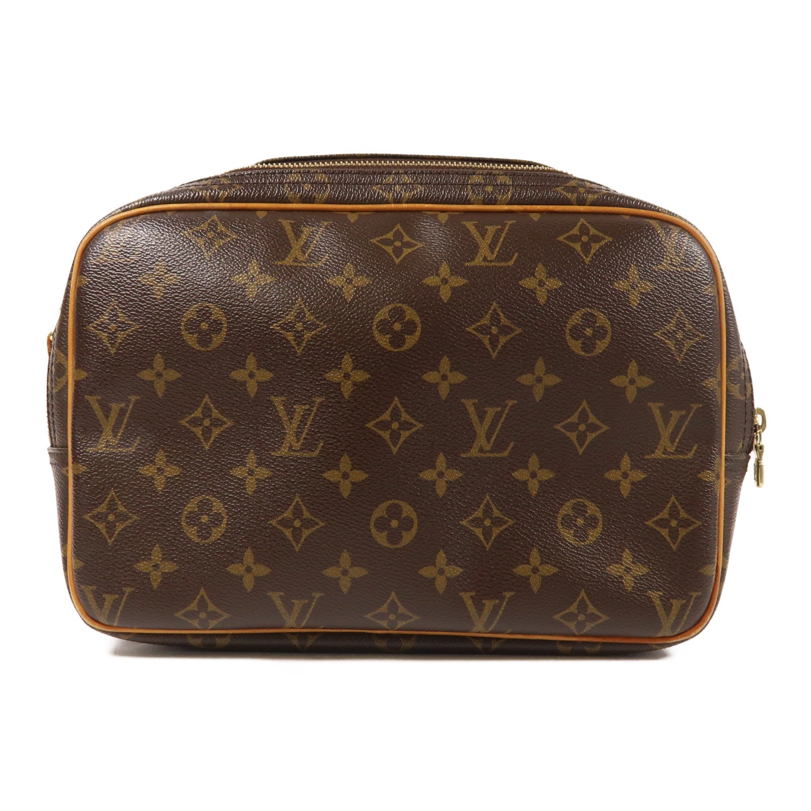 LOUIS VUITTON Monogram Reporter PM金扣肩背袋棕色