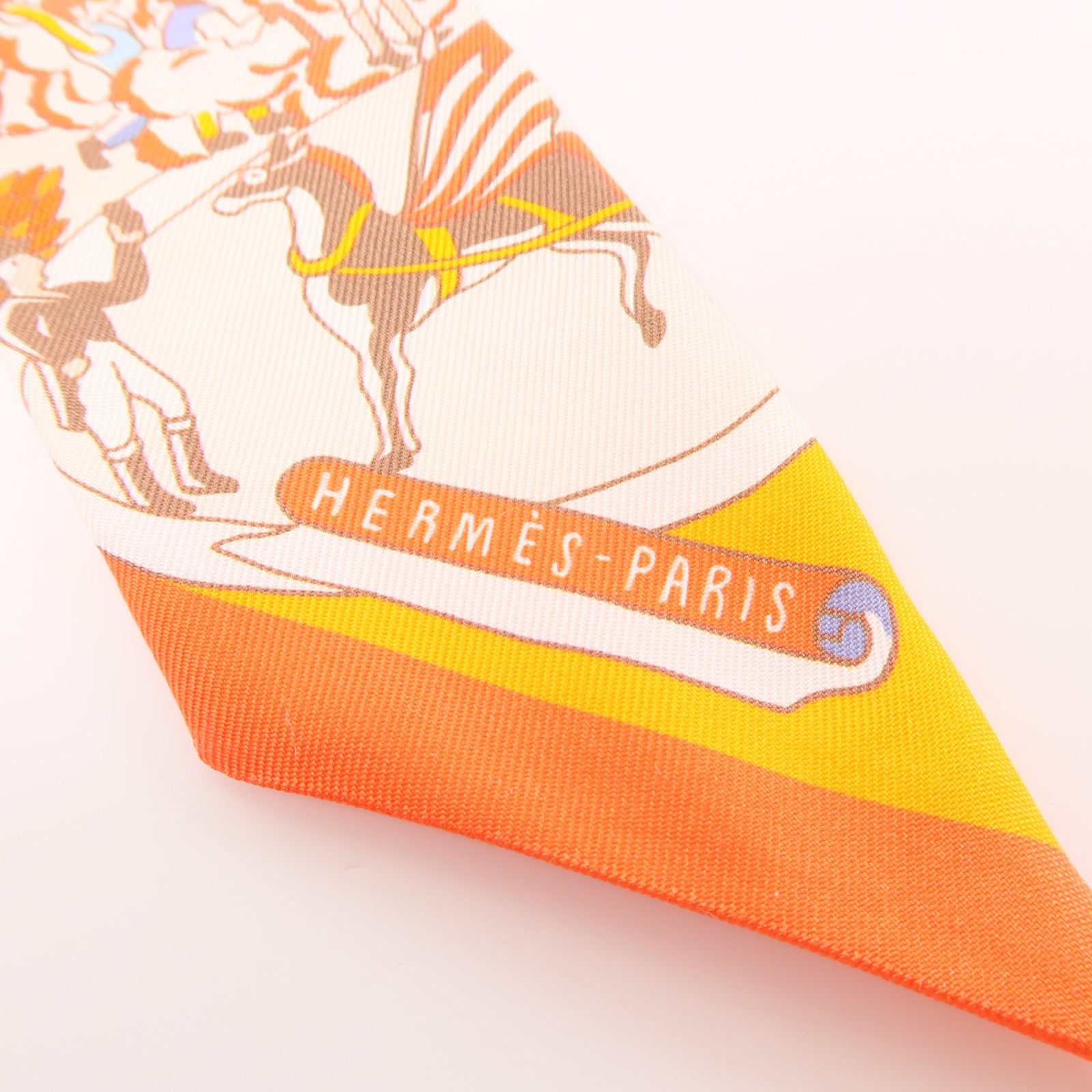 HERMES 絲質Twilly絲巾橙色