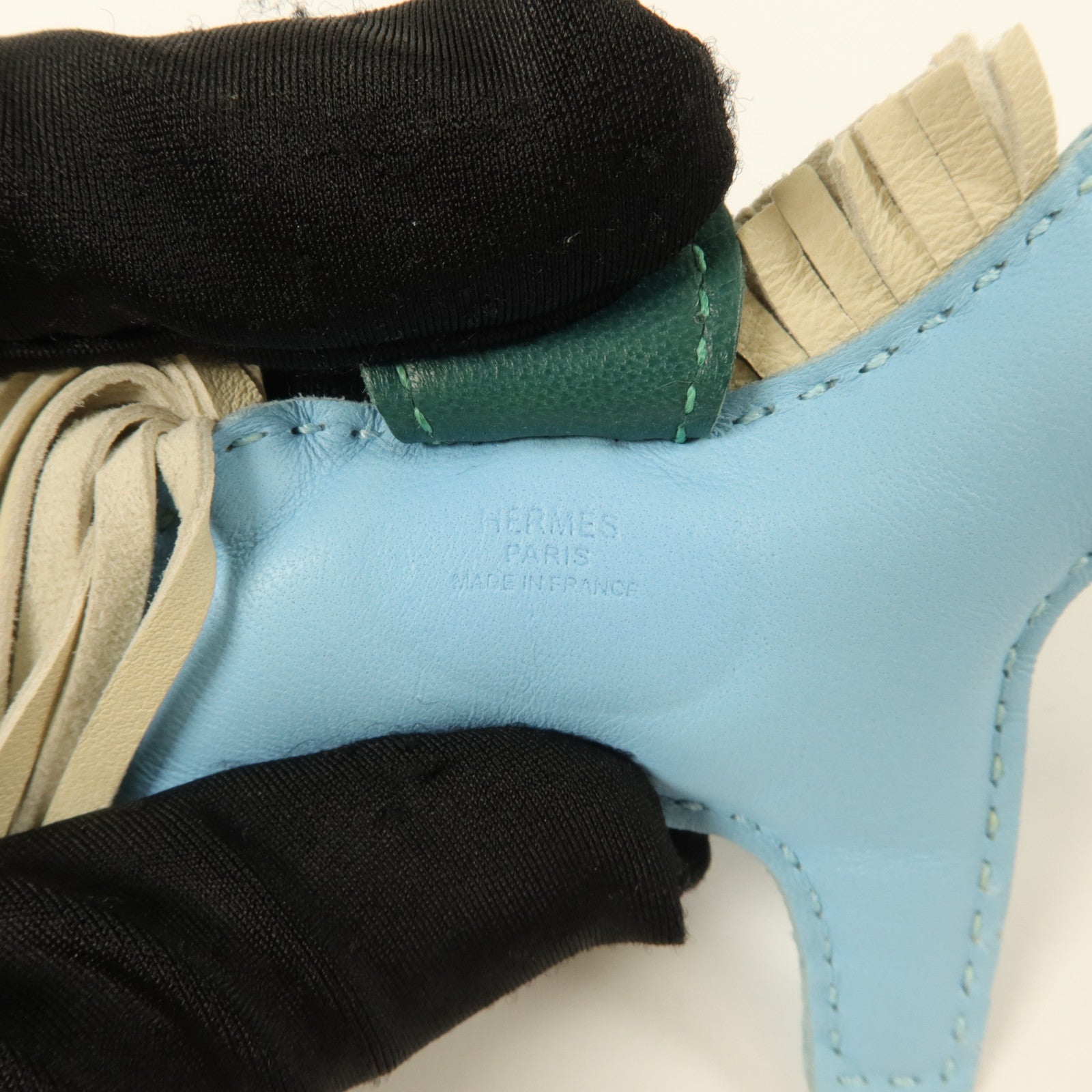 HERMES Milo皮革Rodeo PM掛飾Celeste/Malachite/Craie