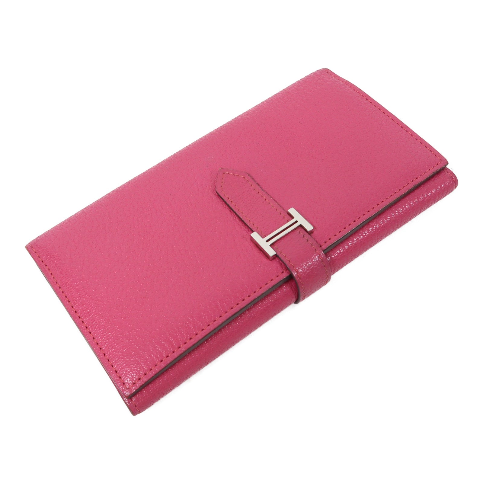 HERMES (PRICE DOWN) PHW Bearn Long Wallet Chevre Leather Pink