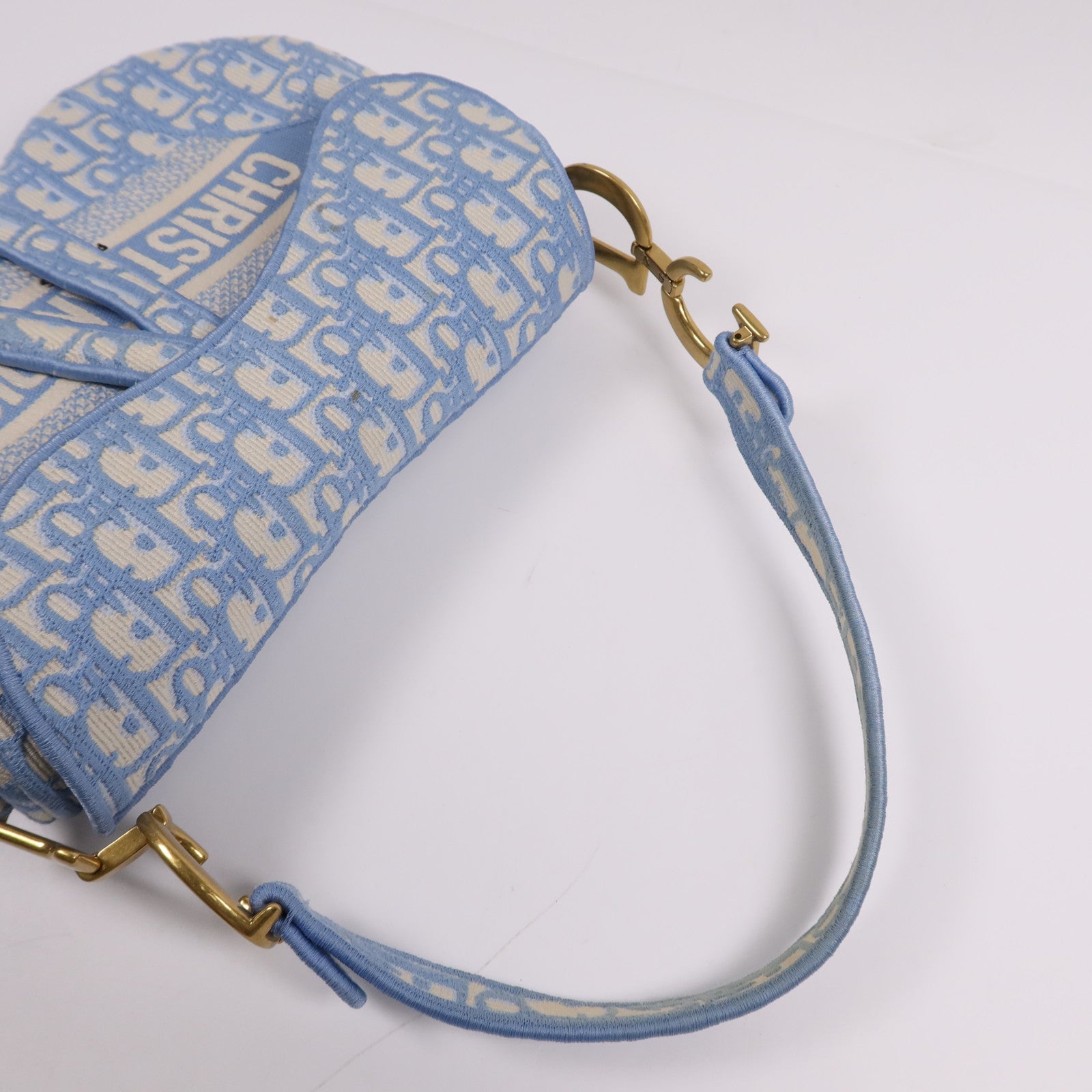 Dior 帆布Saddle金扣手挽袋