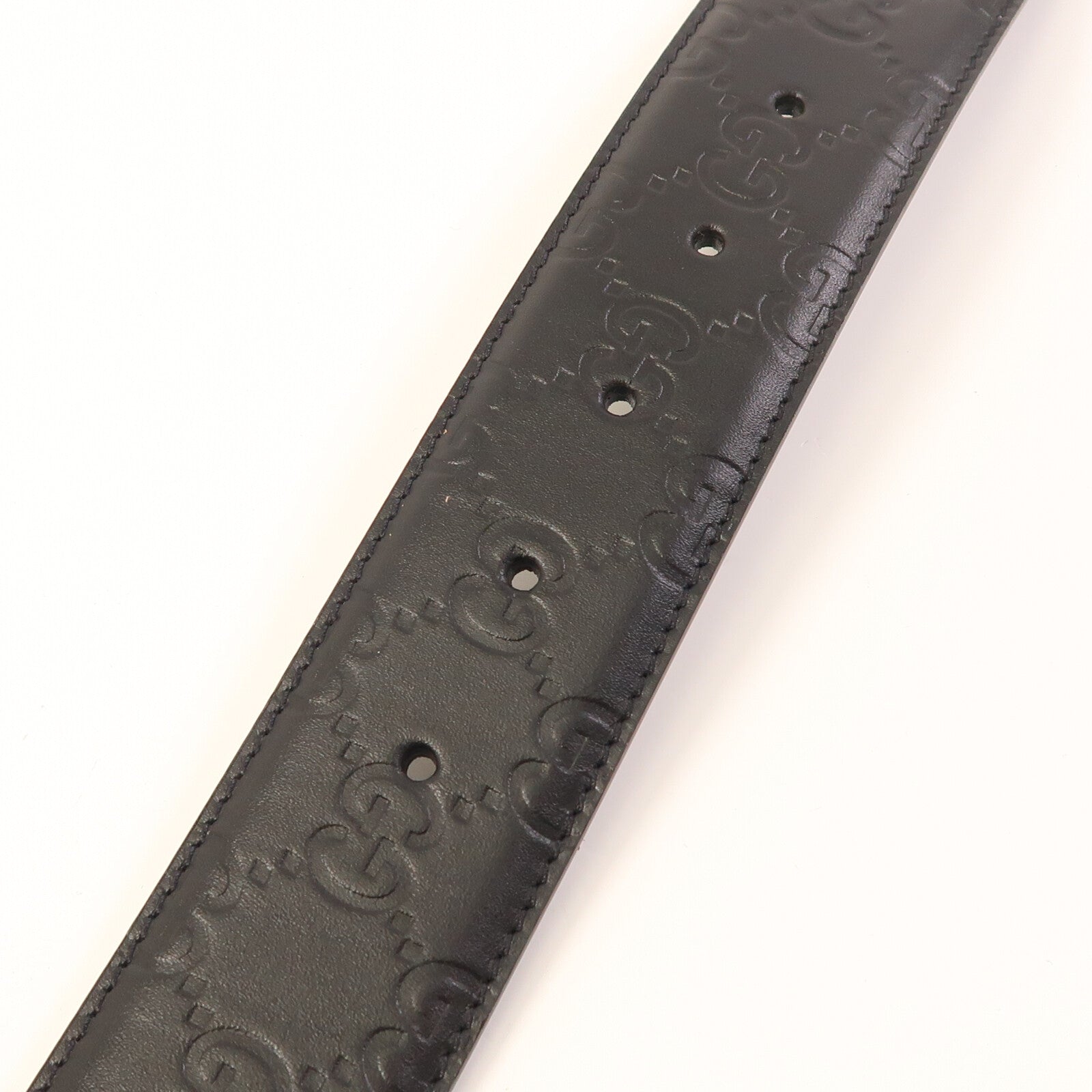 GUCCI 牛皮皮革GG Belt銀扣皮帶